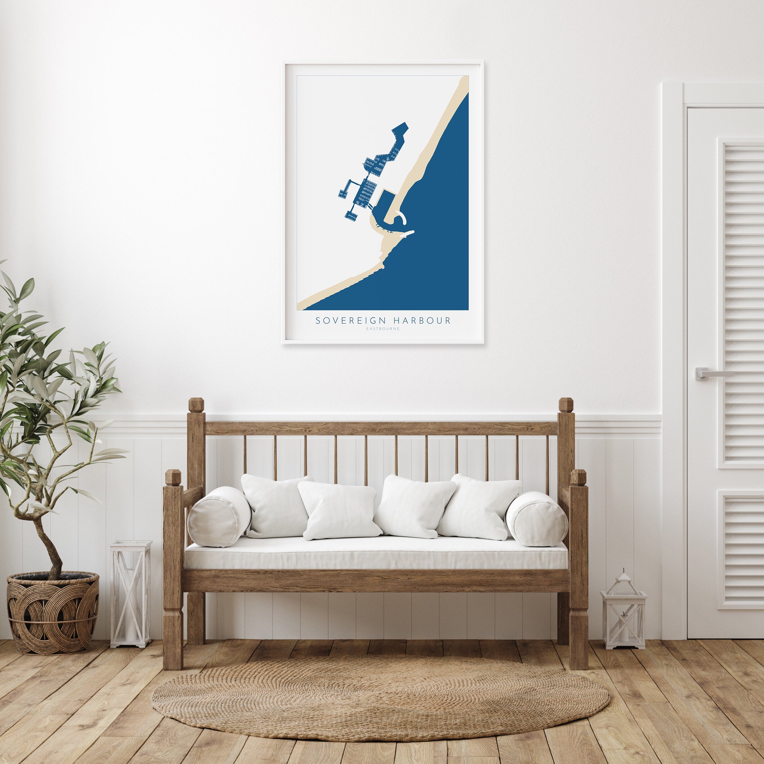 Sovereign Harbour Map Art - Eastbourne Map, Eastbourne Art, Eastbourne Pier, Sussex Coast, Sussex Map, Travel Print, Sussex Art