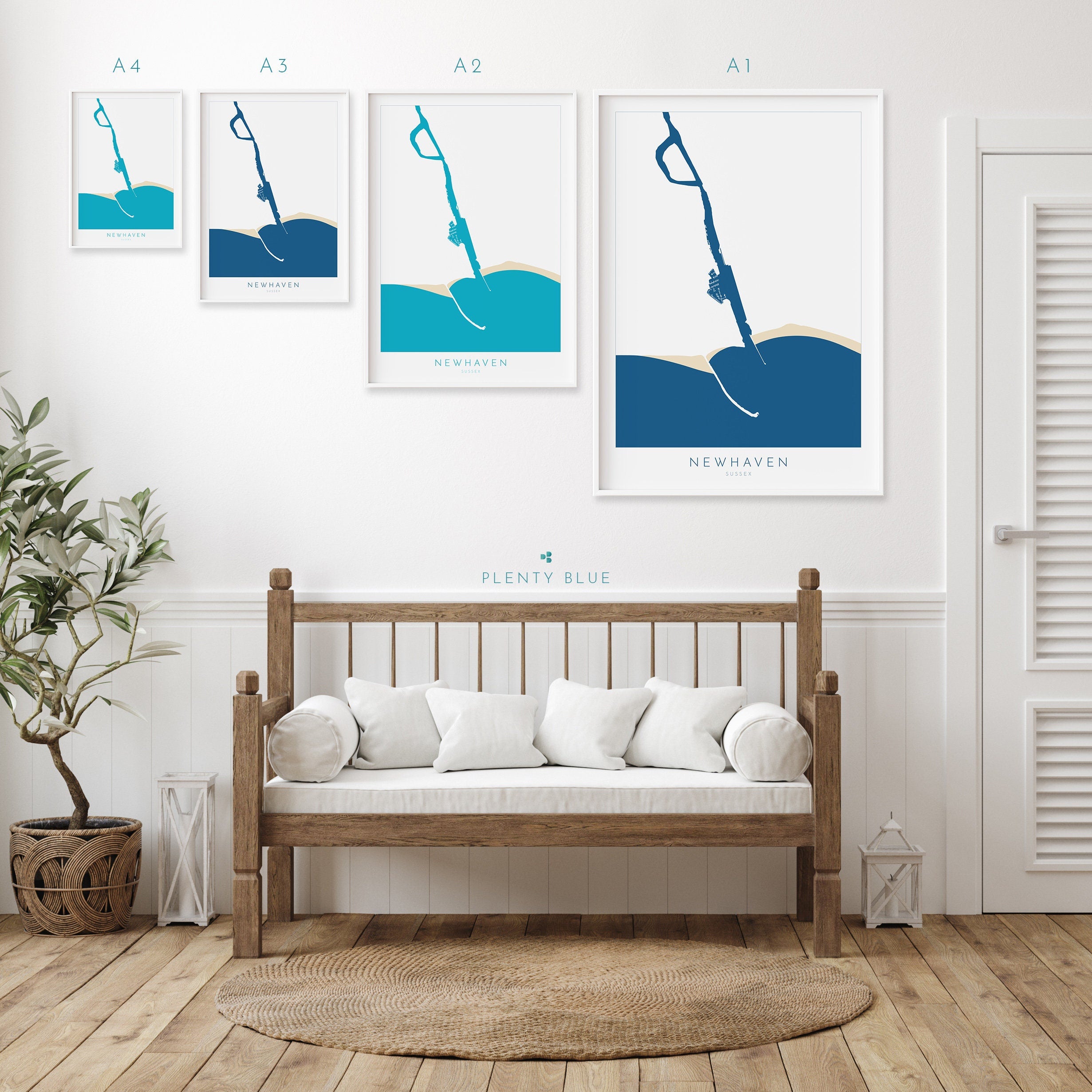 Newhaven Map Art - Newhaven Sussex Art, River Ouse Map, Newhaven Beach, Newhaven Harbour, Sussex Coast, Sussex Map, Travel Print, Sussex Art