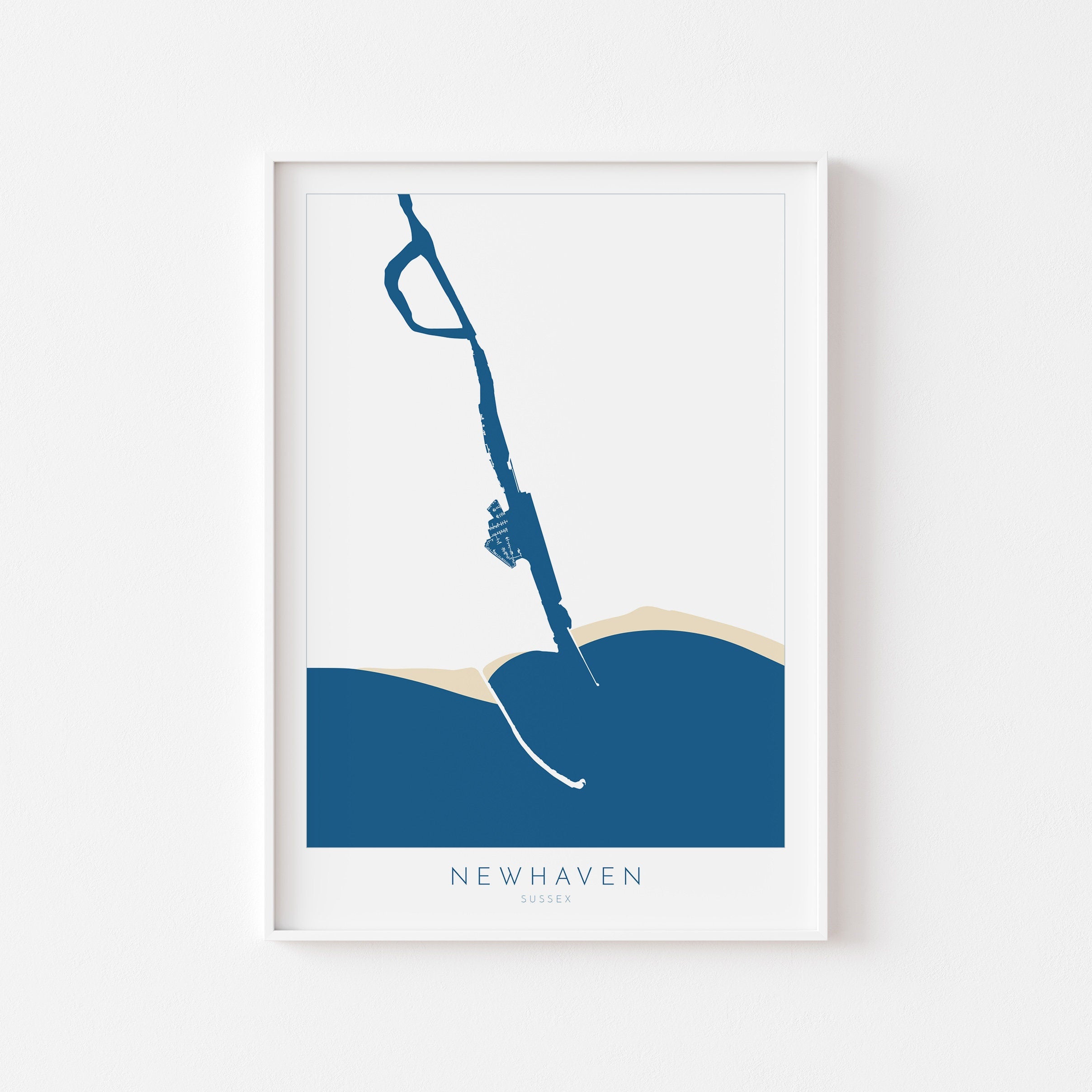 Newhaven Map Art - Newhaven Sussex Art, River Ouse Map, Newhaven Beach, Newhaven Harbour, Sussex Coast, Sussex Map, Travel Print, Sussex Art