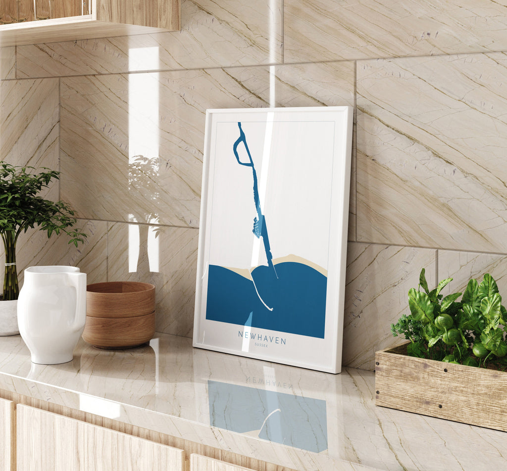 Newhaven Map Art - Newhaven Sussex Art, River Ouse Map, Newhaven Beach, Newhaven Harbour, Sussex Coast, Sussex Map, Travel Print, Sussex Art