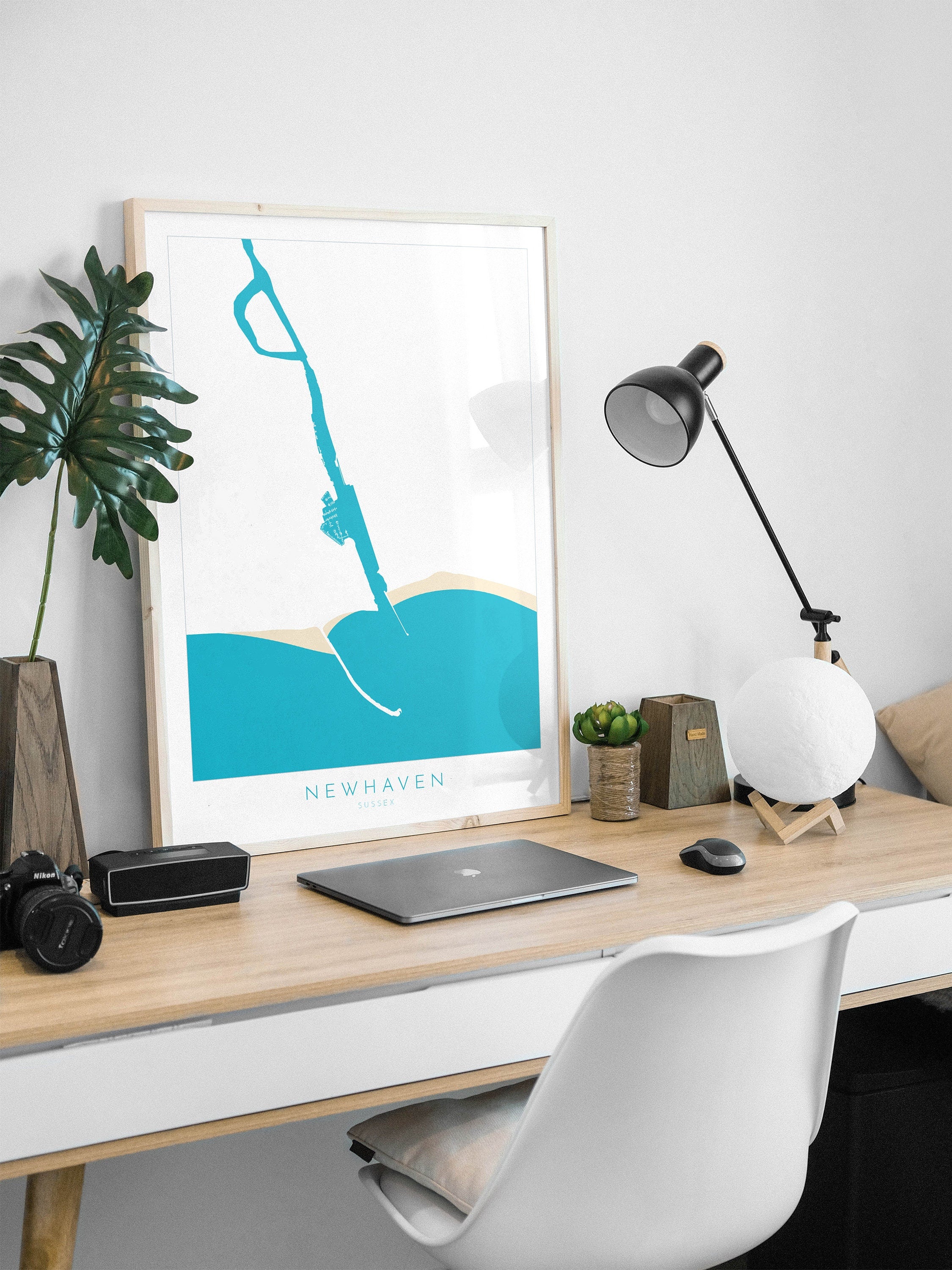 Newhaven Map Art - Newhaven Sussex Art, River Ouse Map, Newhaven Beach, Newhaven Harbour, Sussex Coast, Sussex Map, Travel Print, Sussex Art