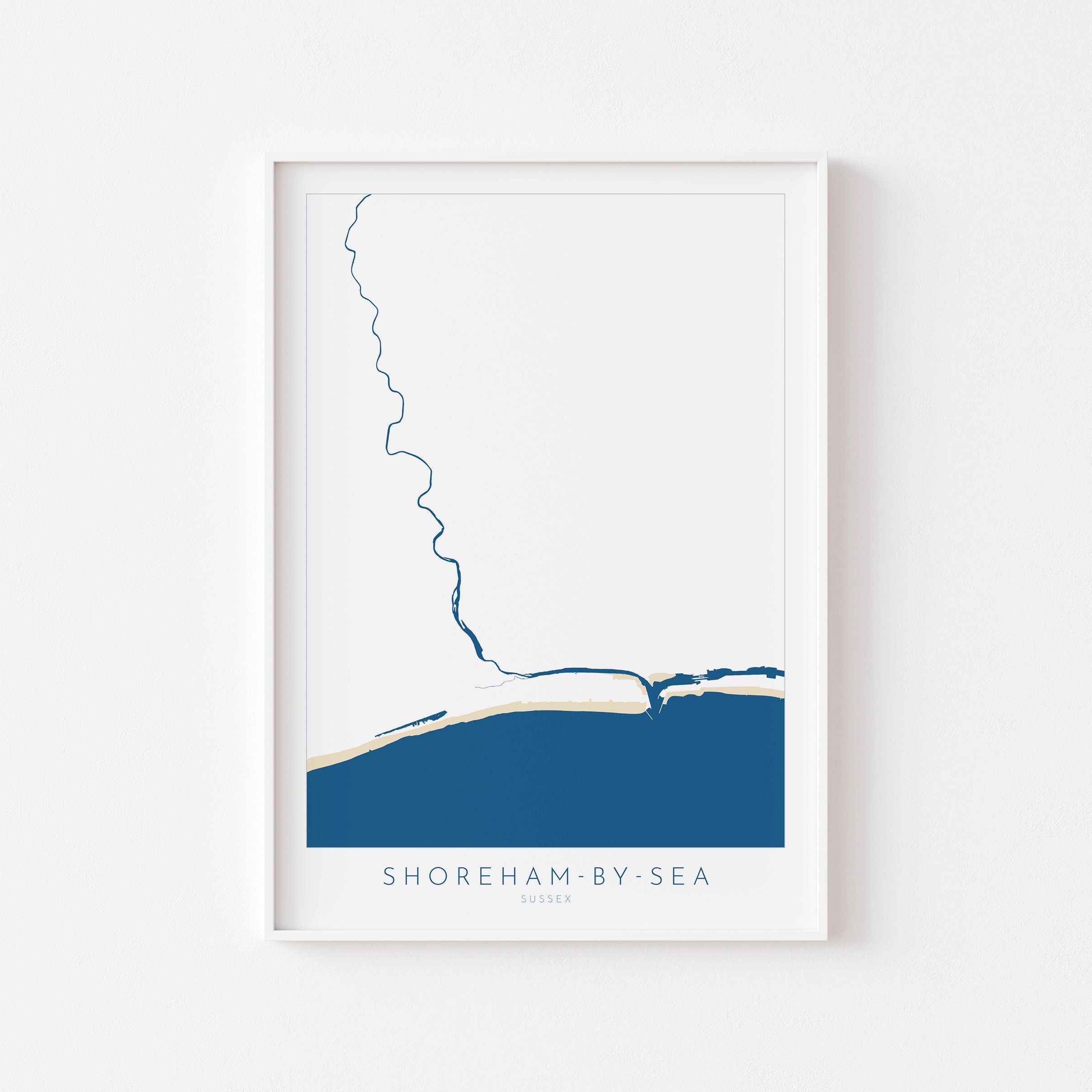 Shoreham-by-Sea Map - Shoreham by sea Art, River Adur Map, Shoreham Beach, Southwick, Brighton, Sussex Map, Travel Print, Sussex Art