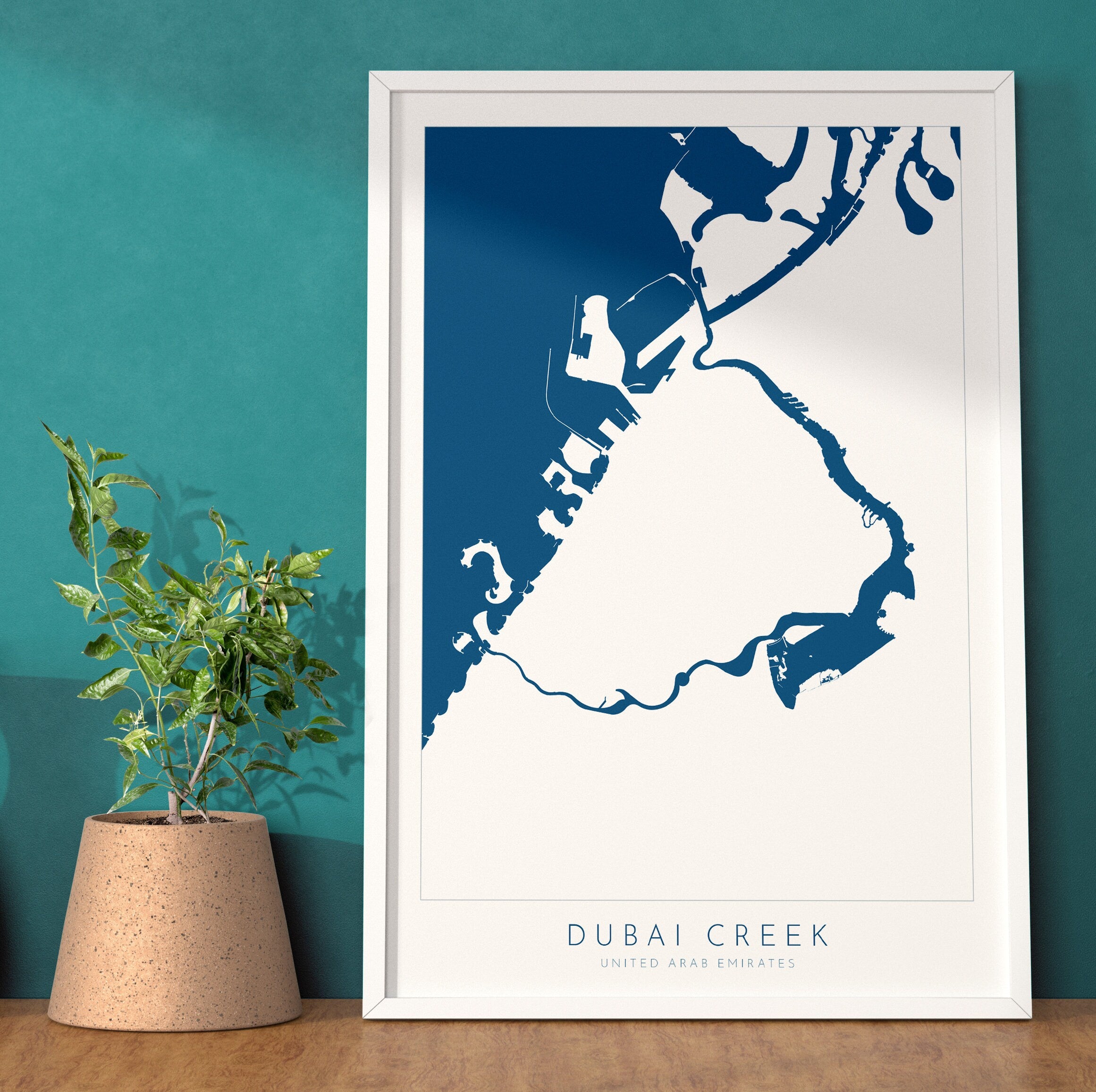 Dubai Creek Map Art - Dubai Map, Dubai Art, UAE Art, Dubai Poster, Vida Creek, Travel Poster, River Art, Coastal Art