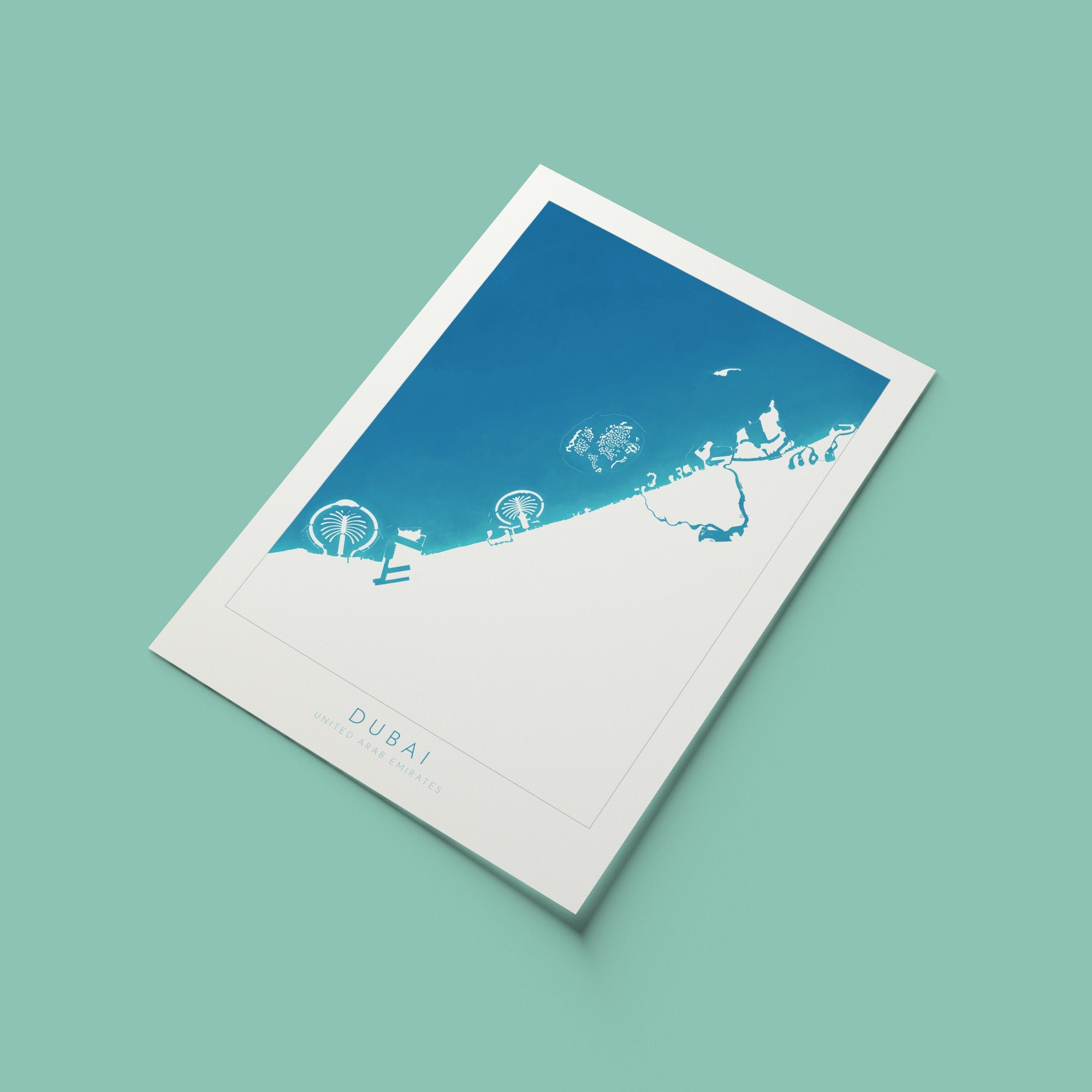 Dubai Map Art - Dubai Map, Dubai Art, UAE Art, Dubai Poster, The Palm Map, The World Islands Map, United Arab Emirates Map, Travel Poster