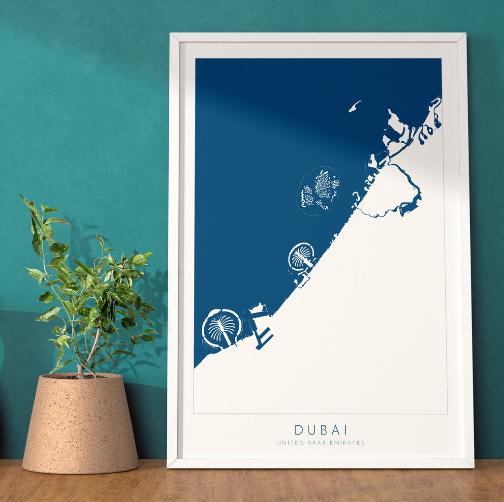 Dubai Map Art - Dubai Map, Dubai Art, UAE Art, Dubai Poster, The Palm Map, The World Islands Map, United Arab Emirates Map, Travel Poster