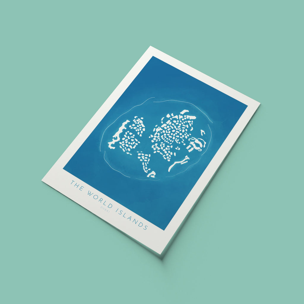 Dubai World Islands Map - Dubai Map, Dubai Art, The World Dubai, Dubai Poster, The World Islands, UAE, Travel Poster