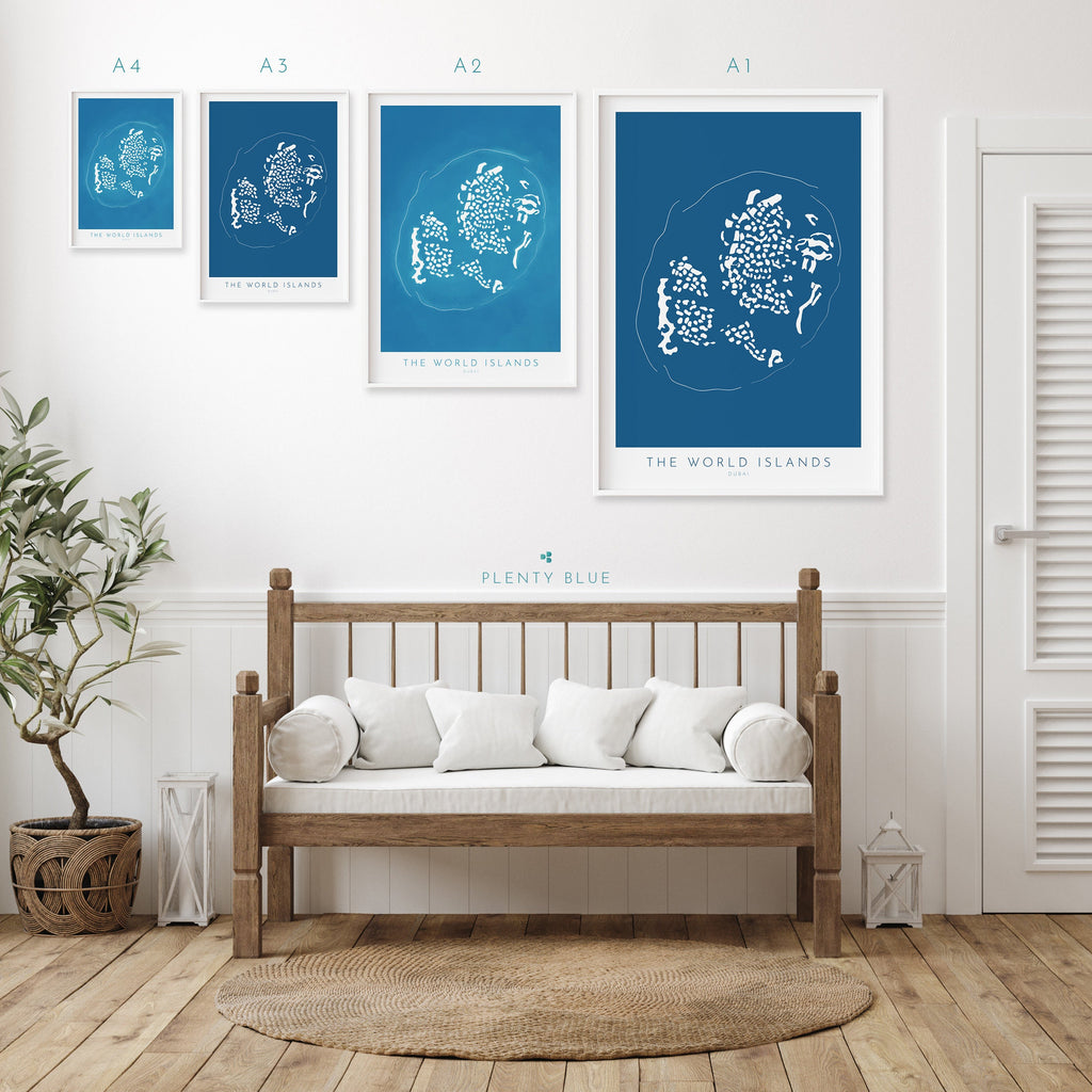 Dubai World Islands Map - Dubai Map, Dubai Art, The World Dubai, Dubai Poster, The World Islands, UAE, Travel Poster