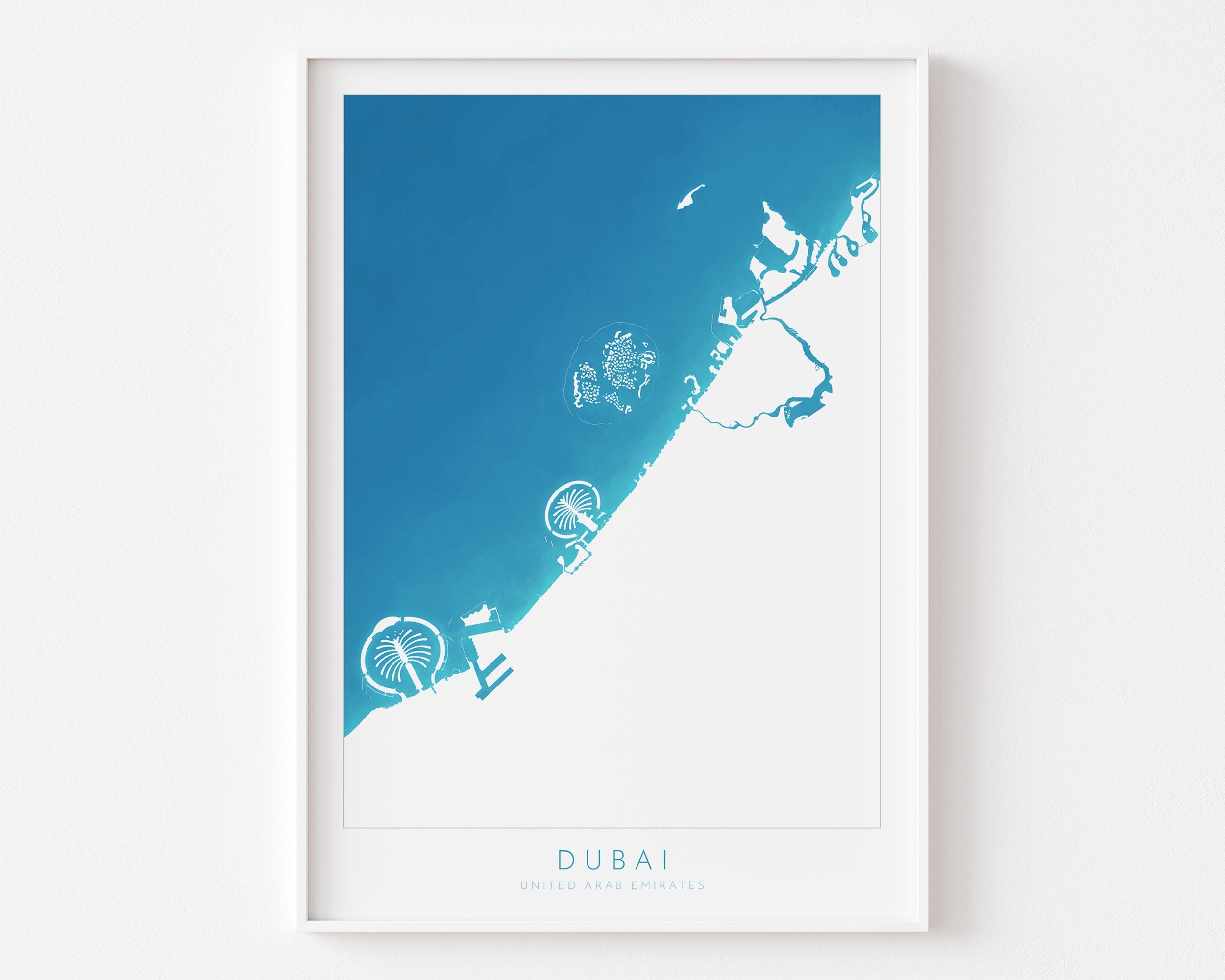 Dubai Map Art - Dubai Map, Dubai Art, UAE Art, Dubai Poster, The Palm Map, The World Islands Map, United Arab Emirates Map, Travel Poster