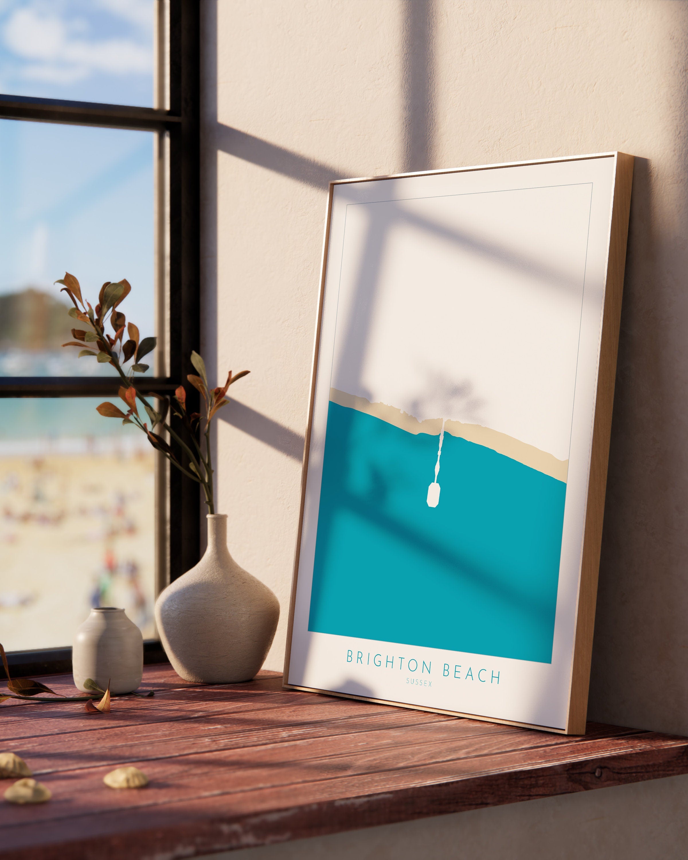 Brighton Beach Art - Brighton Pier Art, Brighton Map, Beach art, Sussex Coast, Sussex Map, Travel Print, Sussex Art