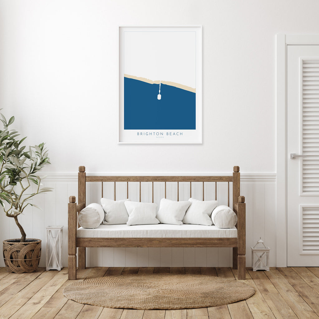 Brighton Beach Art - Brighton Pier Art, Brighton Map, Beach art, Sussex Coast, Sussex Map, Travel Print, Sussex Art