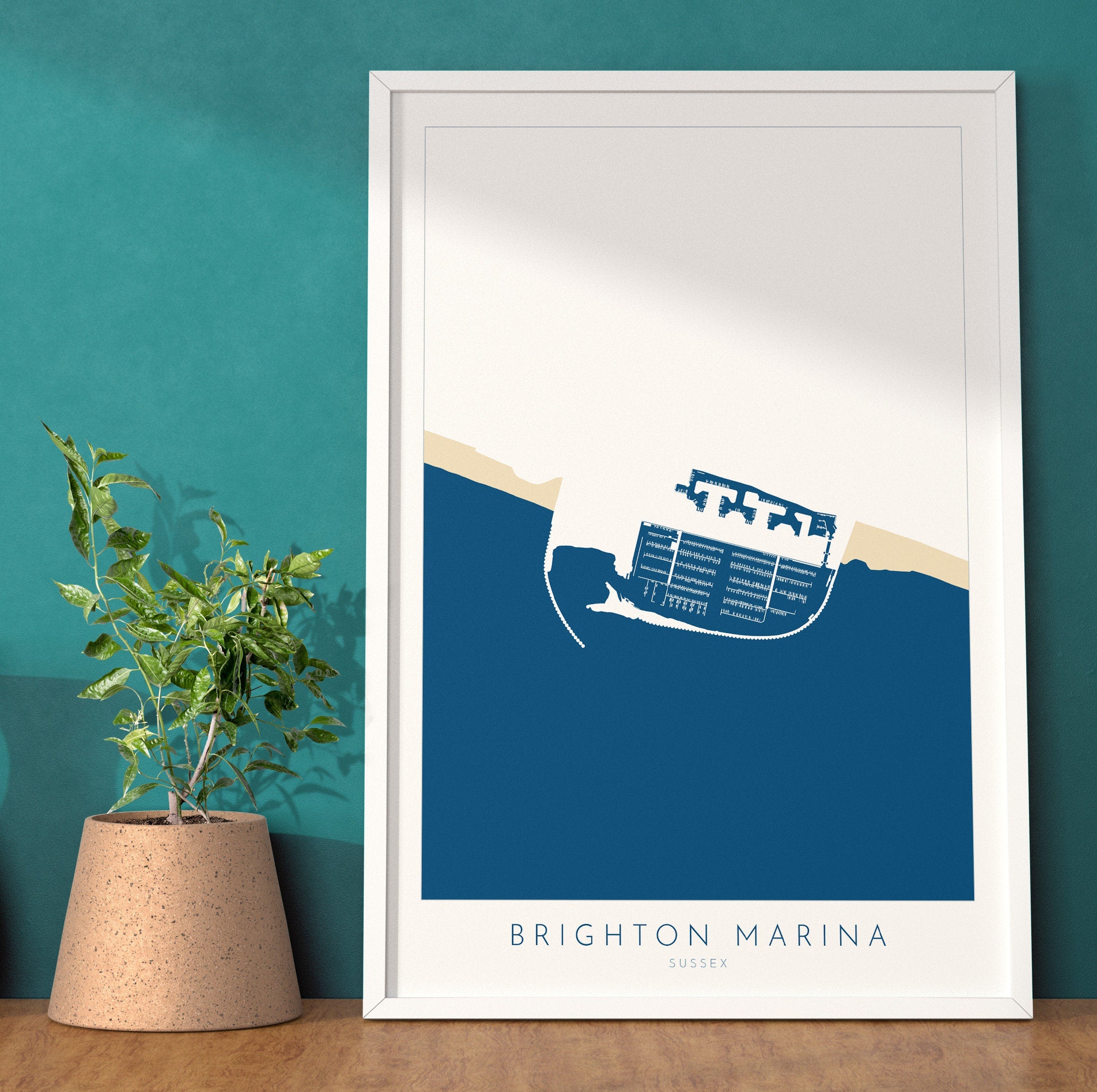 Brighton Marina Art - Brighton Art, Brighton Map, Beach art, Sussex Coast, Sussex Map, Travel Print, Sussex Art
