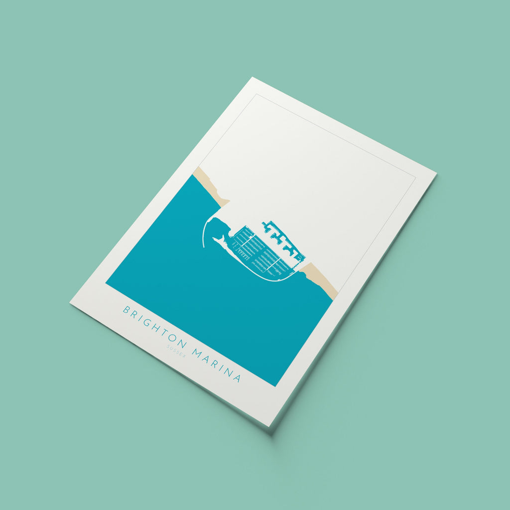 Brighton Marina Art - Brighton Art, Brighton Map, Beach art, Sussex Coast, Sussex Map, Travel Print, Sussex Art