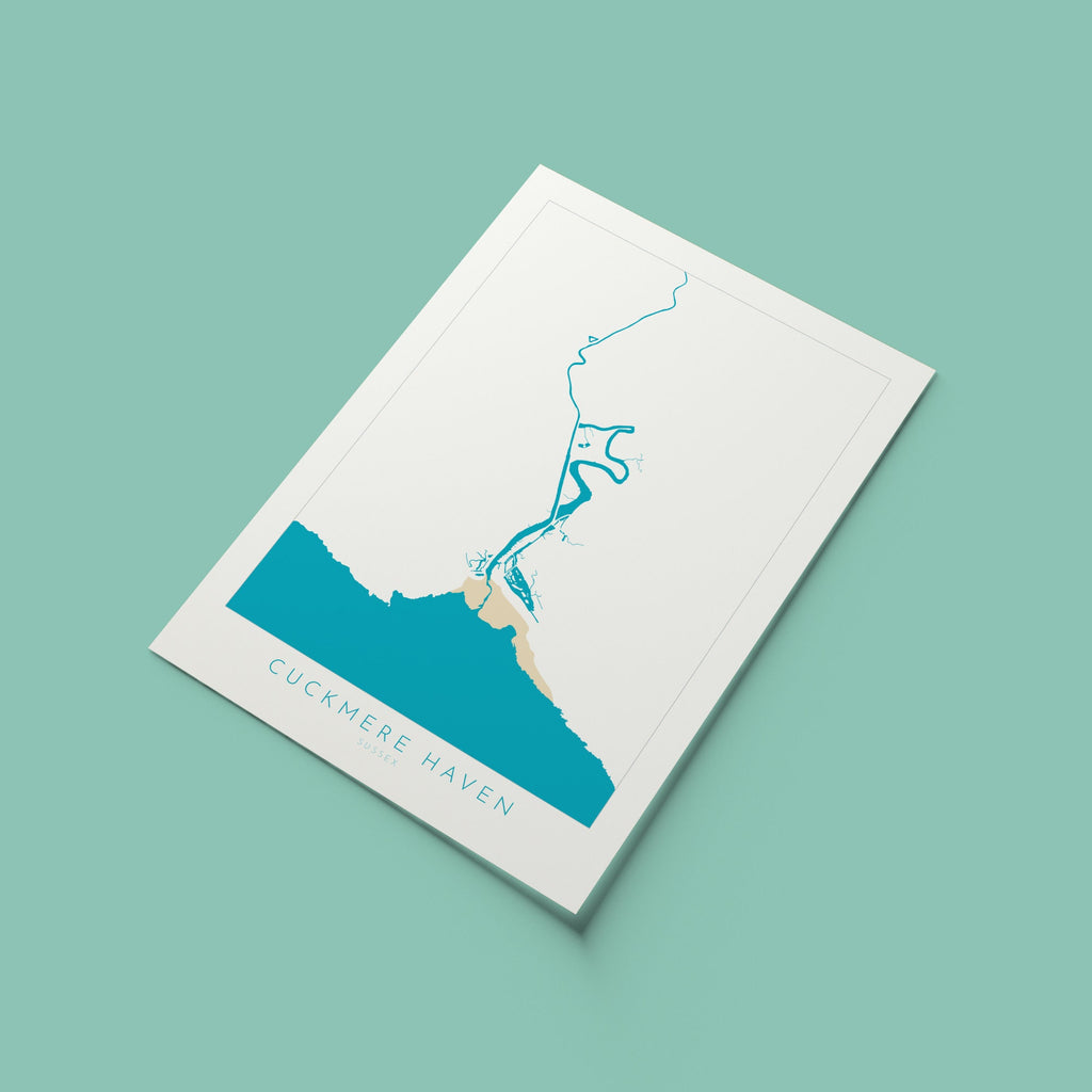 Cuckmere Haven Art - Cuckmere Haven Map, Cuckmere River Map, Seven Sisters, Sussex Coast, Sussex Map, Seaford Map, Travel Print, Sussex Art