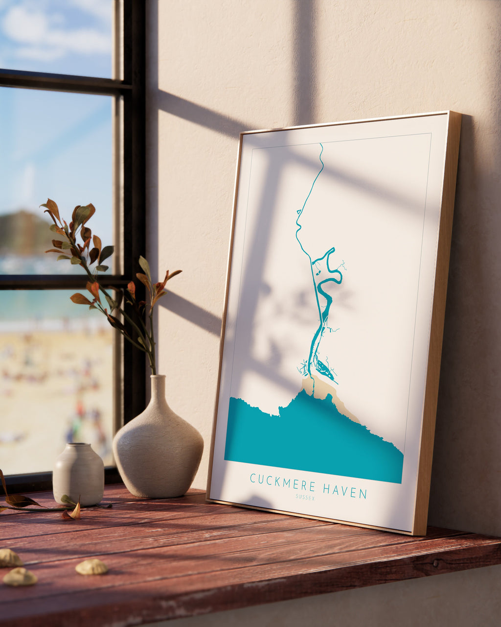 Cuckmere Haven Art - Cuckmere Haven Map, Cuckmere River Map, Seven Sisters, Sussex Coast, Sussex Map, Seaford Map, Travel Print, Sussex Art