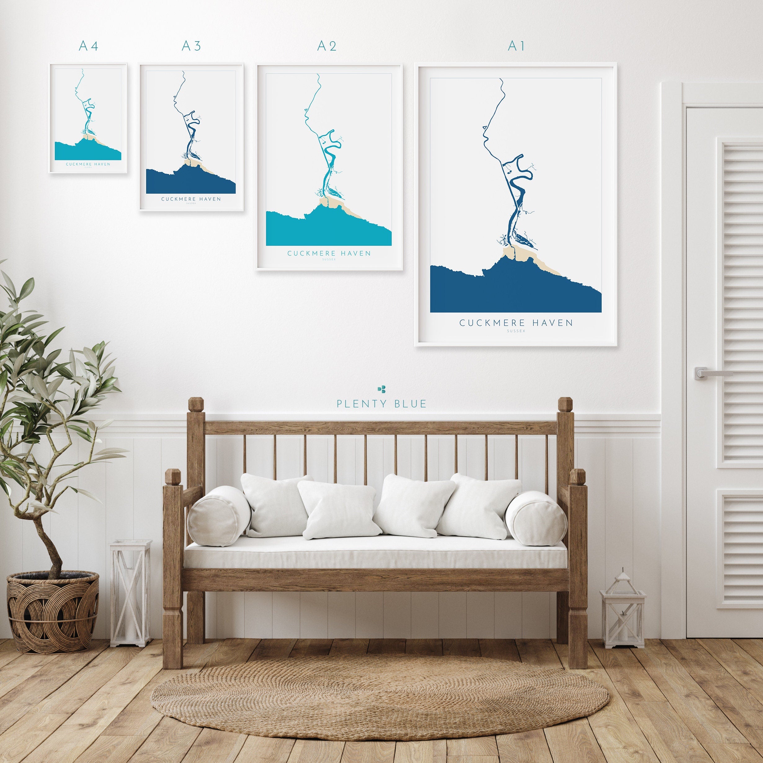 Cuckmere Haven Art - Cuckmere Haven Map, Cuckmere River Map, Seven Sisters, Sussex Coast, Sussex Map, Seaford Map, Travel Print, Sussex Art