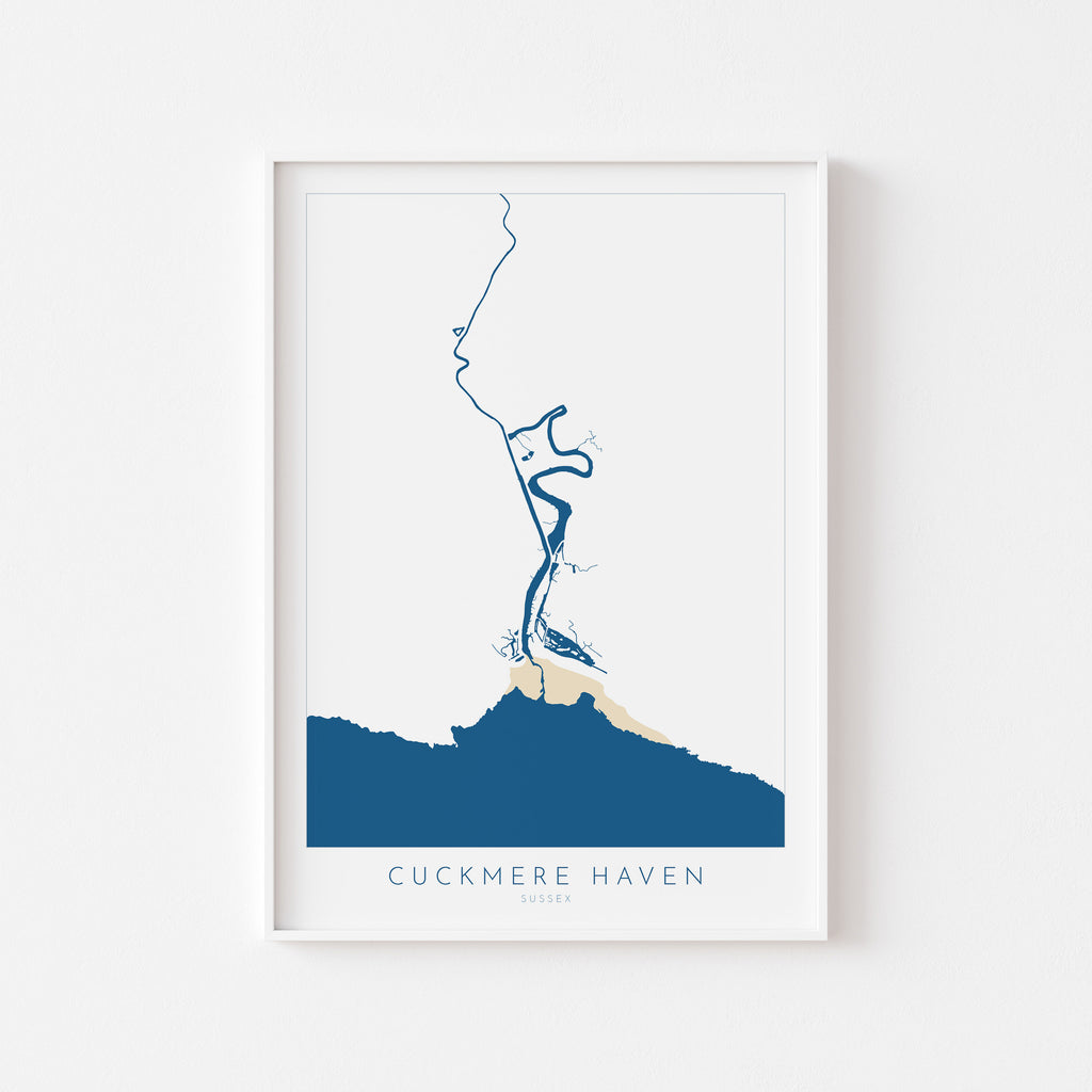Cuckmere Haven Art - Cuckmere Haven Map, Cuckmere River Map, Seven Sisters, Sussex Coast, Sussex Map, Seaford Map, Travel Print, Sussex Art