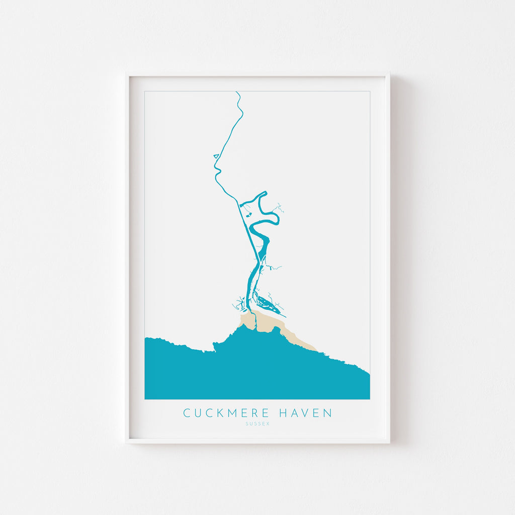 Cuckmere Haven Art - Cuckmere Haven Map, Cuckmere River Map, Seven Sisters, Sussex Coast, Sussex Map, Seaford Map, Travel Print, Sussex Art