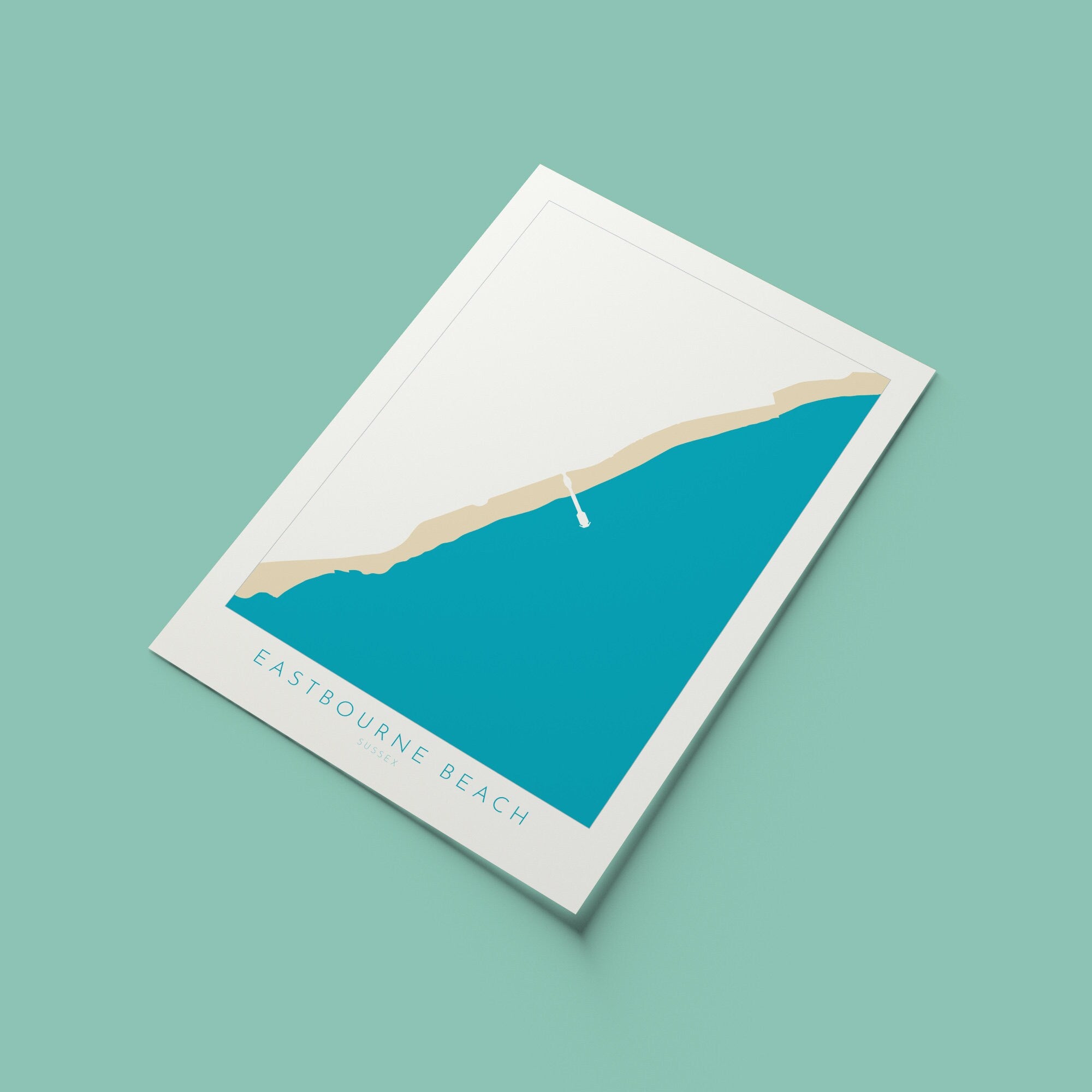 Eastbourne Beach Art - Eastbourne Map, Eastbourne Pier, Eastbourne Art, Sussex Coast, Sussex Map, Travel Print, Sussex Art