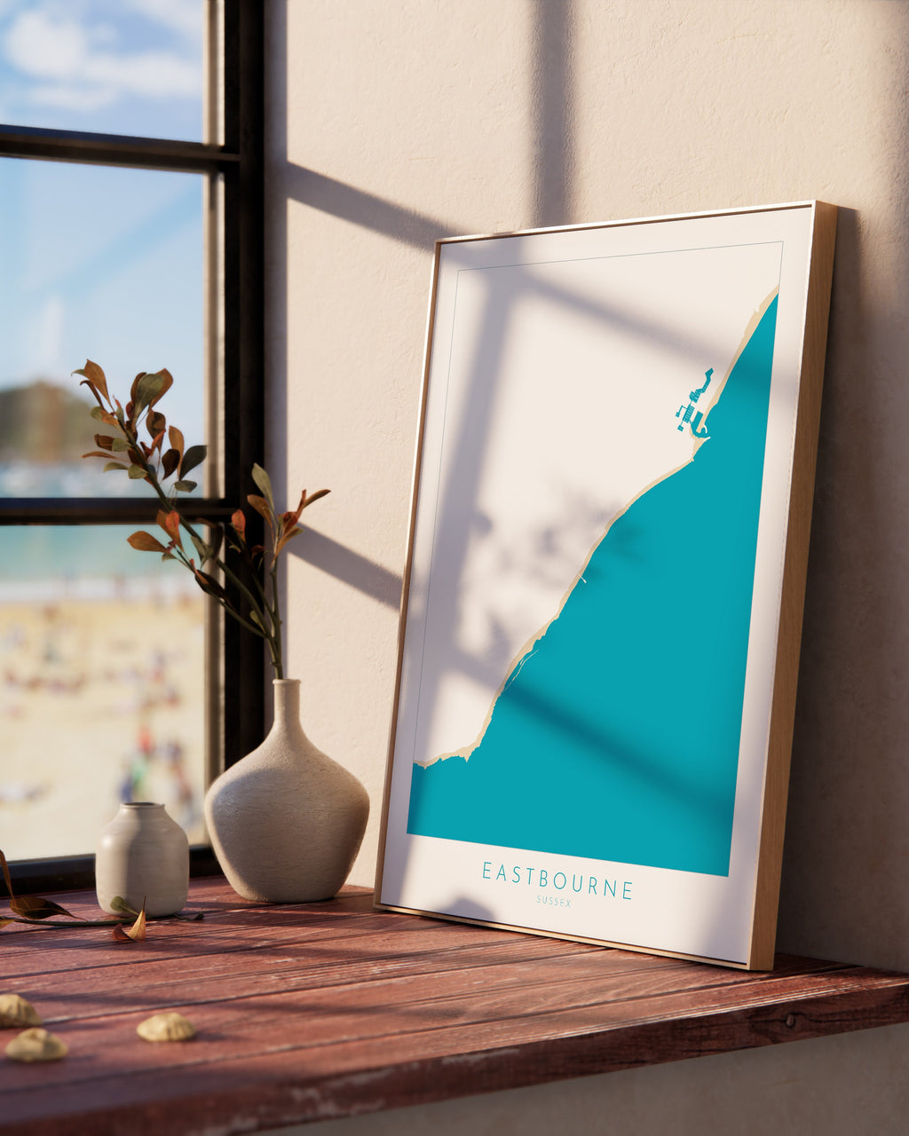 Eastbourne Map - Eastbourne Art, Eastbourne Pier, Beachy Head, Sovereign Harbour, Sussex Coast, Sussex Map, Travel Print, Sussex Art