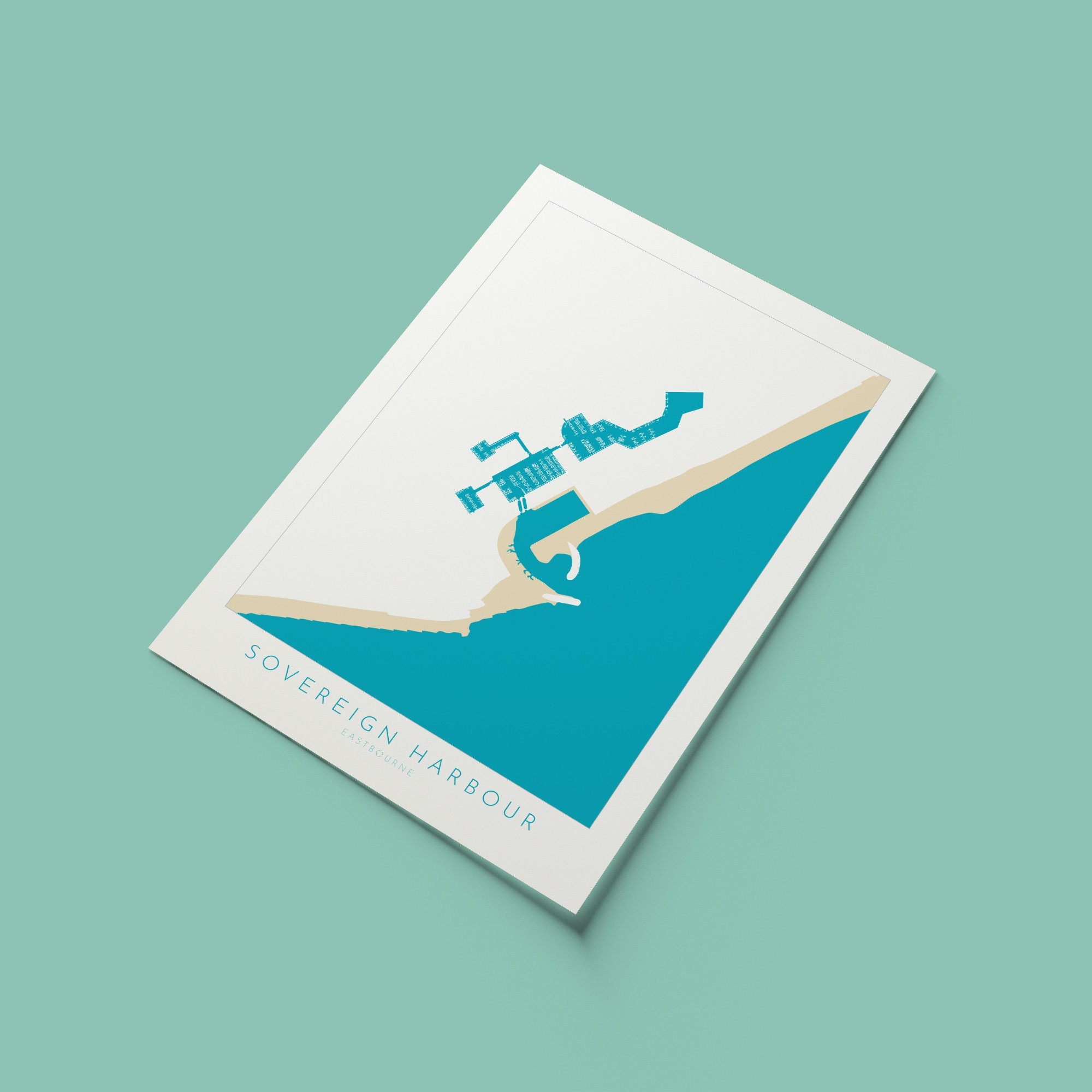 Sovereign Harbour Map Art - Eastbourne Map, Eastbourne Art, Eastbourne Pier, Sussex Coast, Sussex Map, Travel Print, Sussex Art