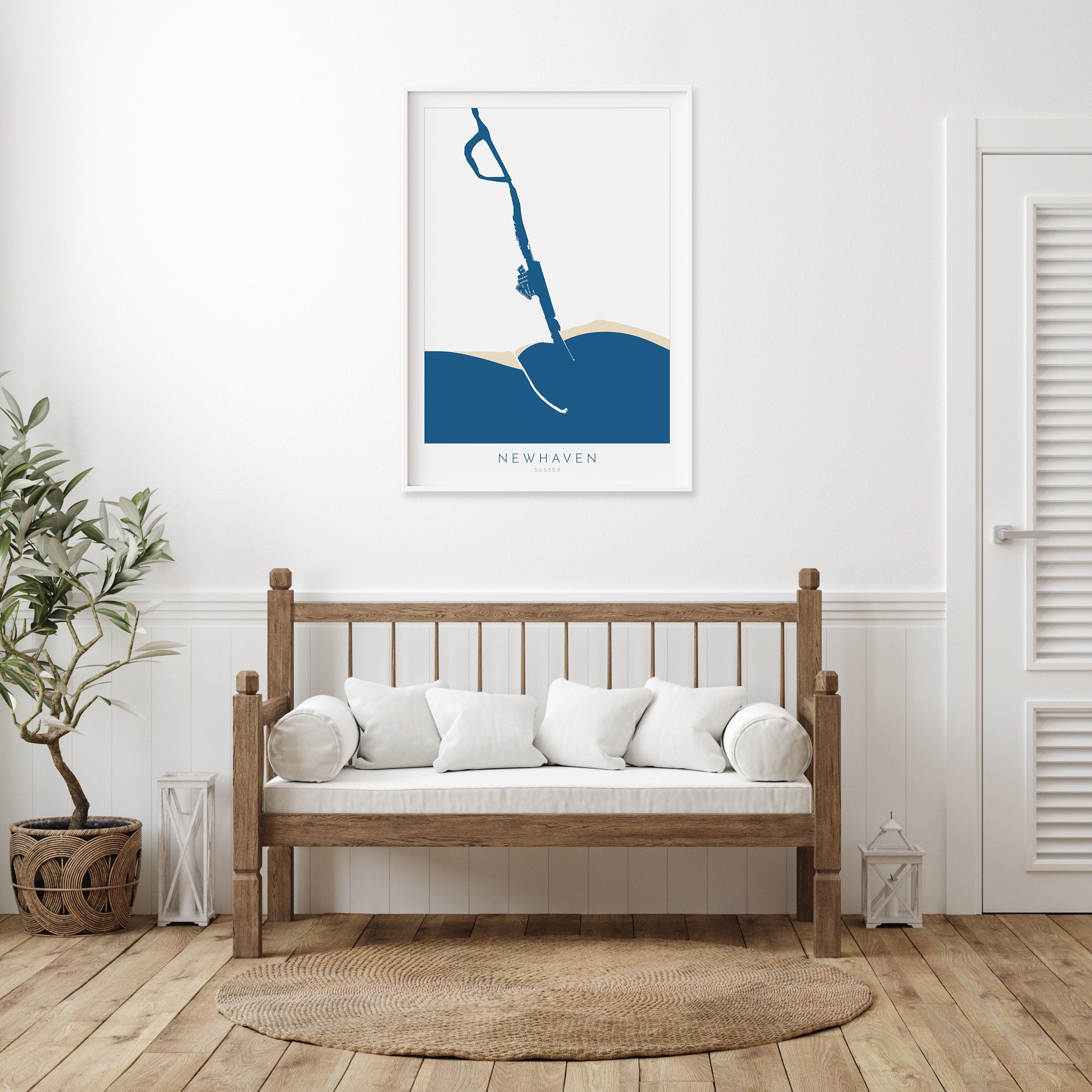 Newhaven Map Art - Newhaven Sussex Art, River Ouse Map, Newhaven Beach, Newhaven Harbour, Sussex Coast, Sussex Map, Travel Print, Sussex Art