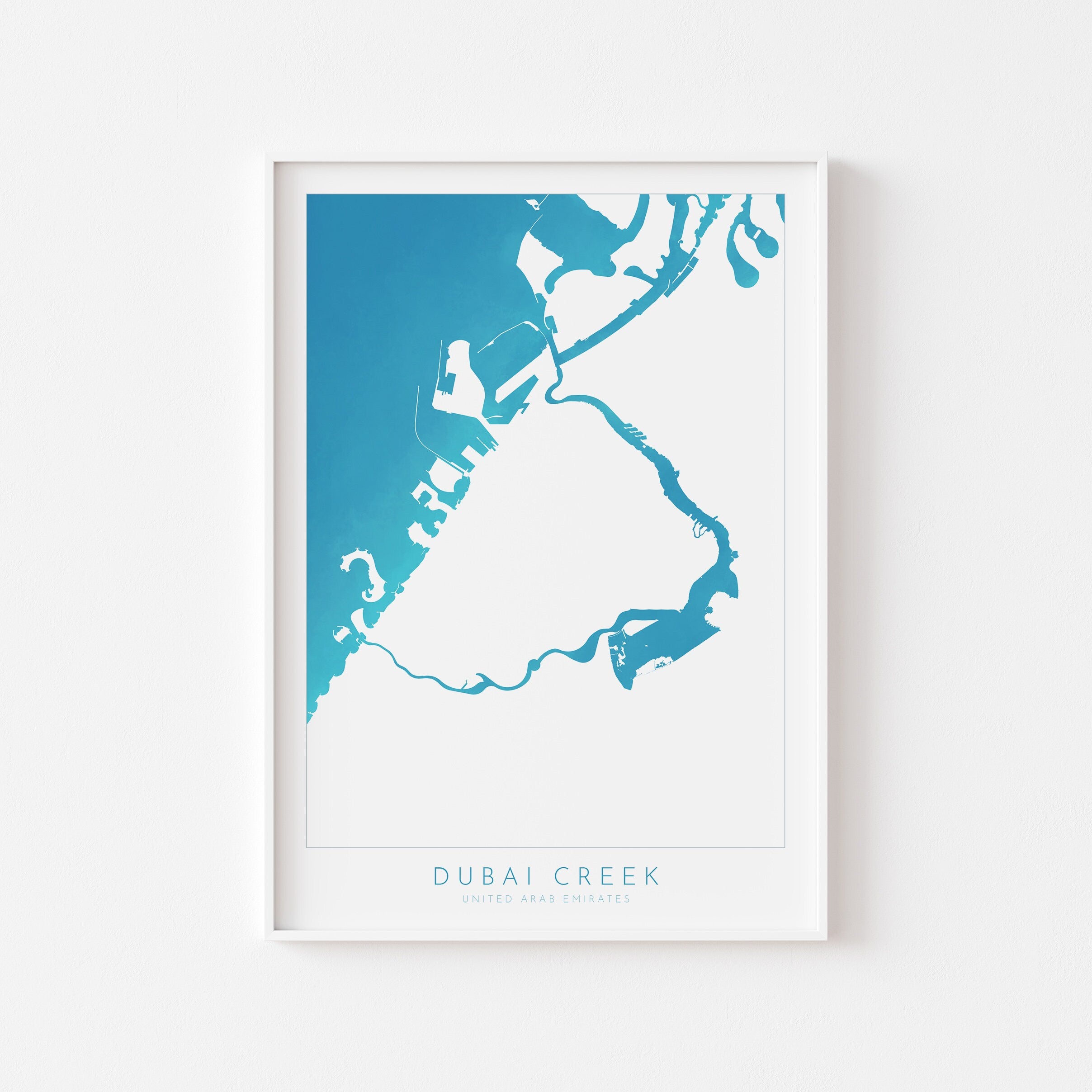 Dubai Creek Map Art - Dubai Map, Dubai Art, UAE Art, Dubai Poster, Vida Creek, Travel Poster, River Art, Coastal Art