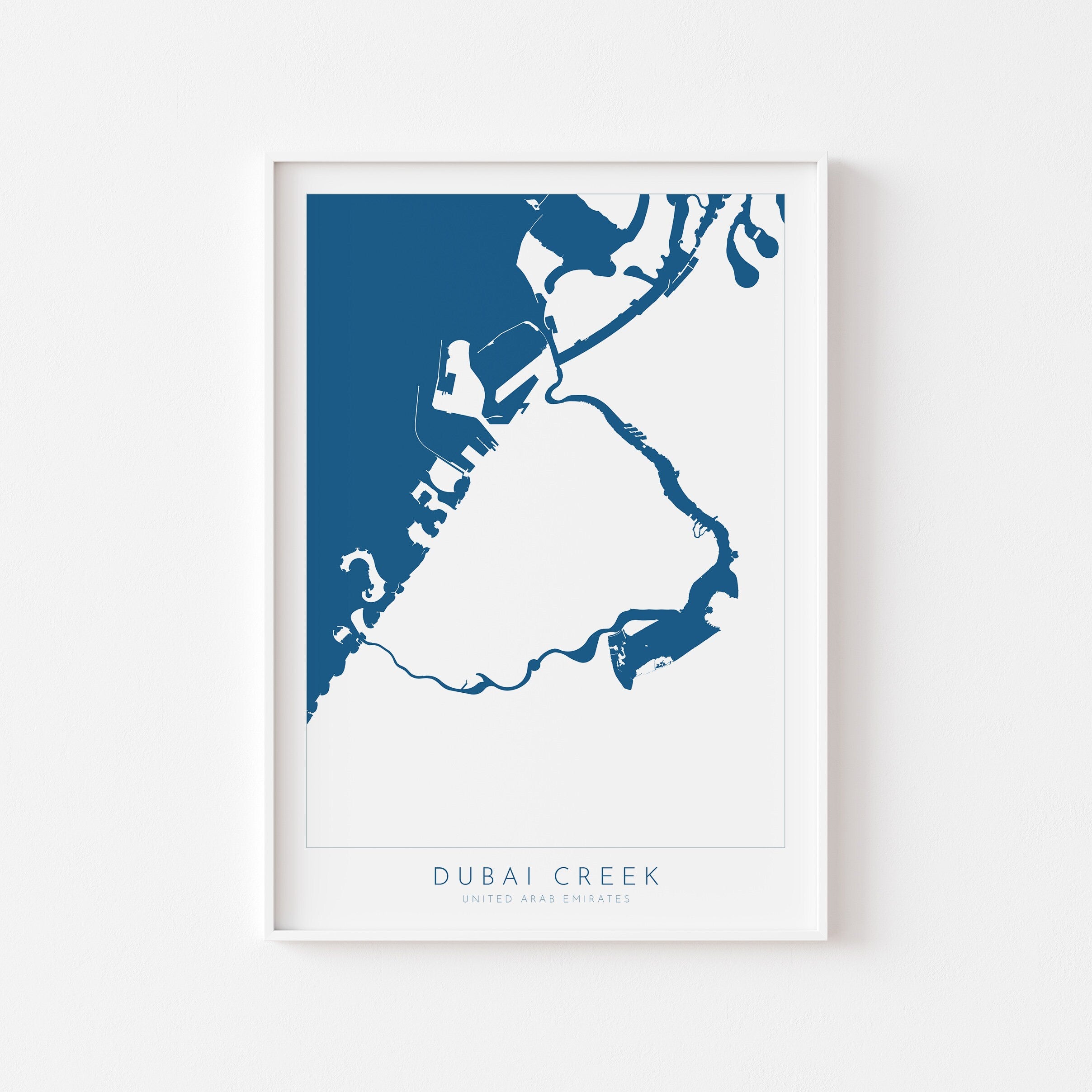 Dubai Creek Map Art - Dubai Map, Dubai Art, UAE Art, Dubai Poster, Vida Creek, Travel Poster, River Art, Coastal Art