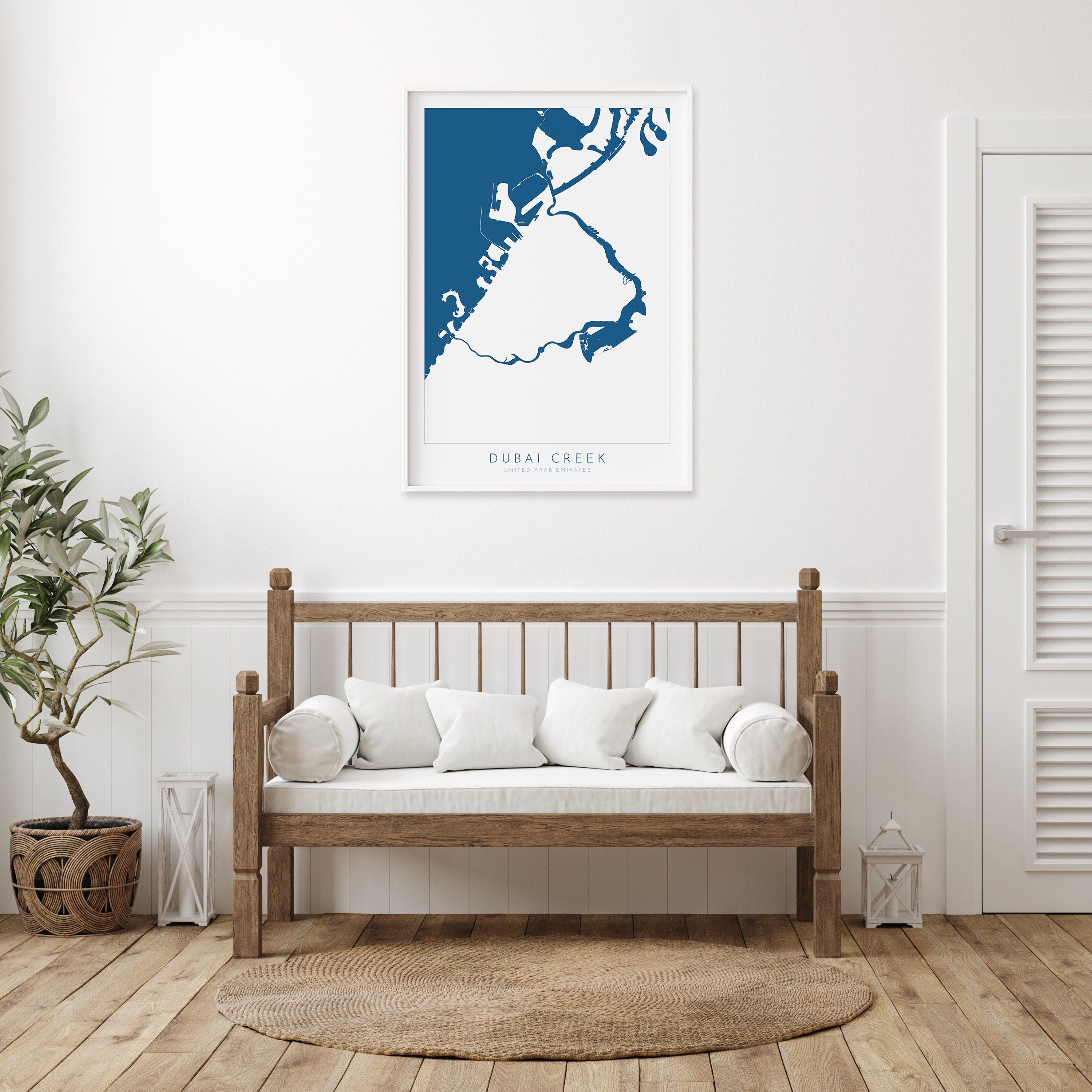 Dubai Creek Map Art - Dubai Map, Dubai Art, UAE Art, Dubai Poster, Vida Creek, Travel Poster, River Art, Coastal Art