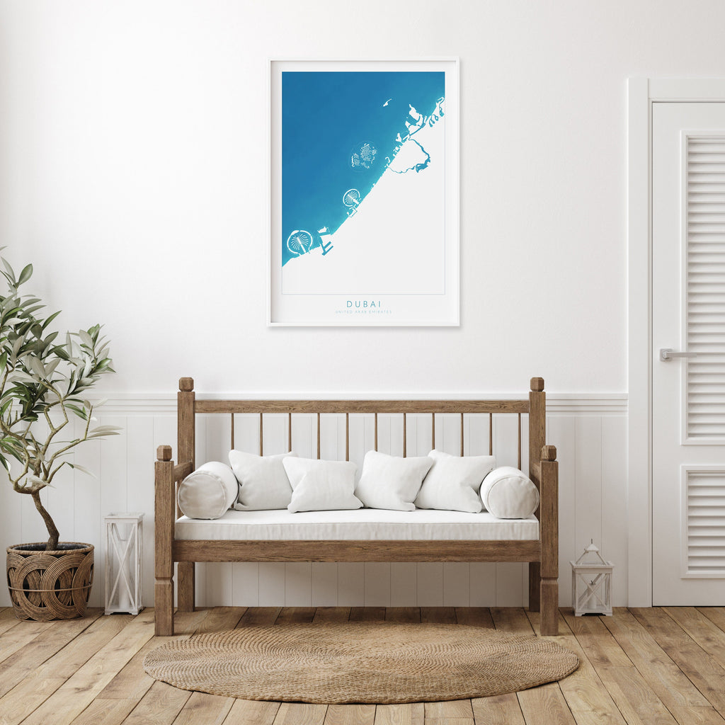 Dubai Map Art - Dubai Map, Dubai Art, UAE Art, Dubai Poster, The Palm Map, The World Islands Map, United Arab Emirates Map, Travel Poster