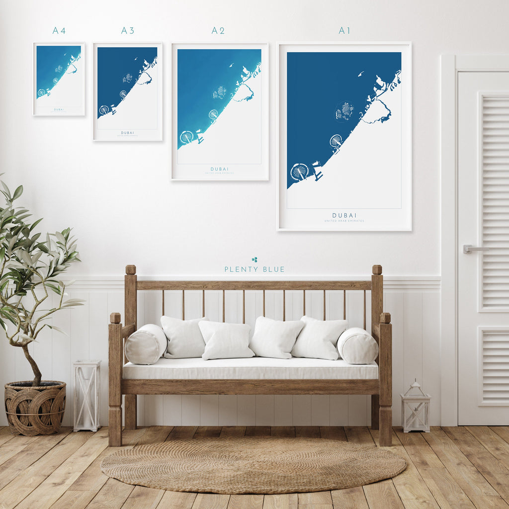 Dubai Map Art - Dubai Map, Dubai Art, UAE Art, Dubai Poster, The Palm Map, The World Islands Map, United Arab Emirates Map, Travel Poster