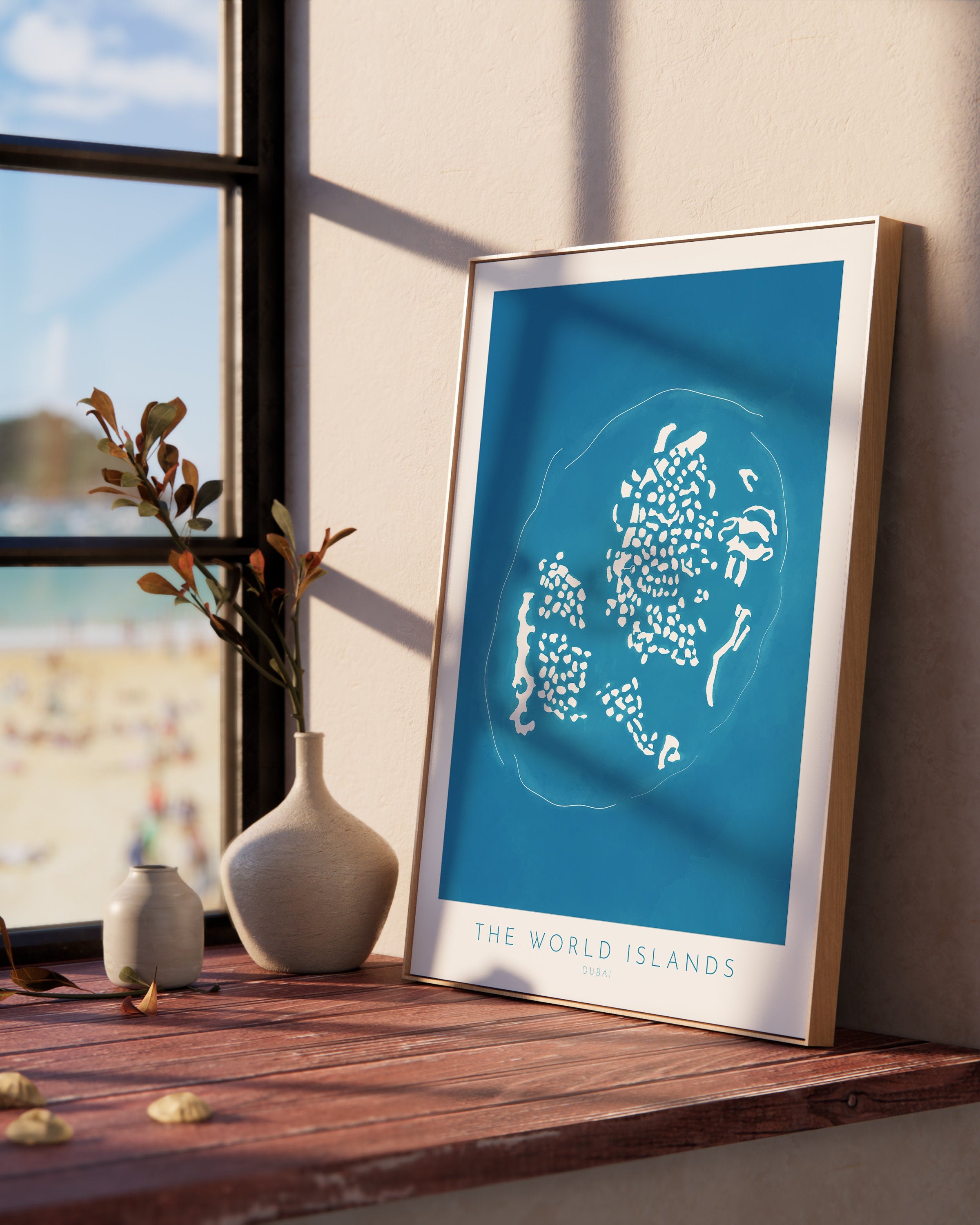 Dubai World Islands Map - Dubai Map, Dubai Art, The World Dubai, Dubai Poster, The World Islands, UAE, Travel Poster