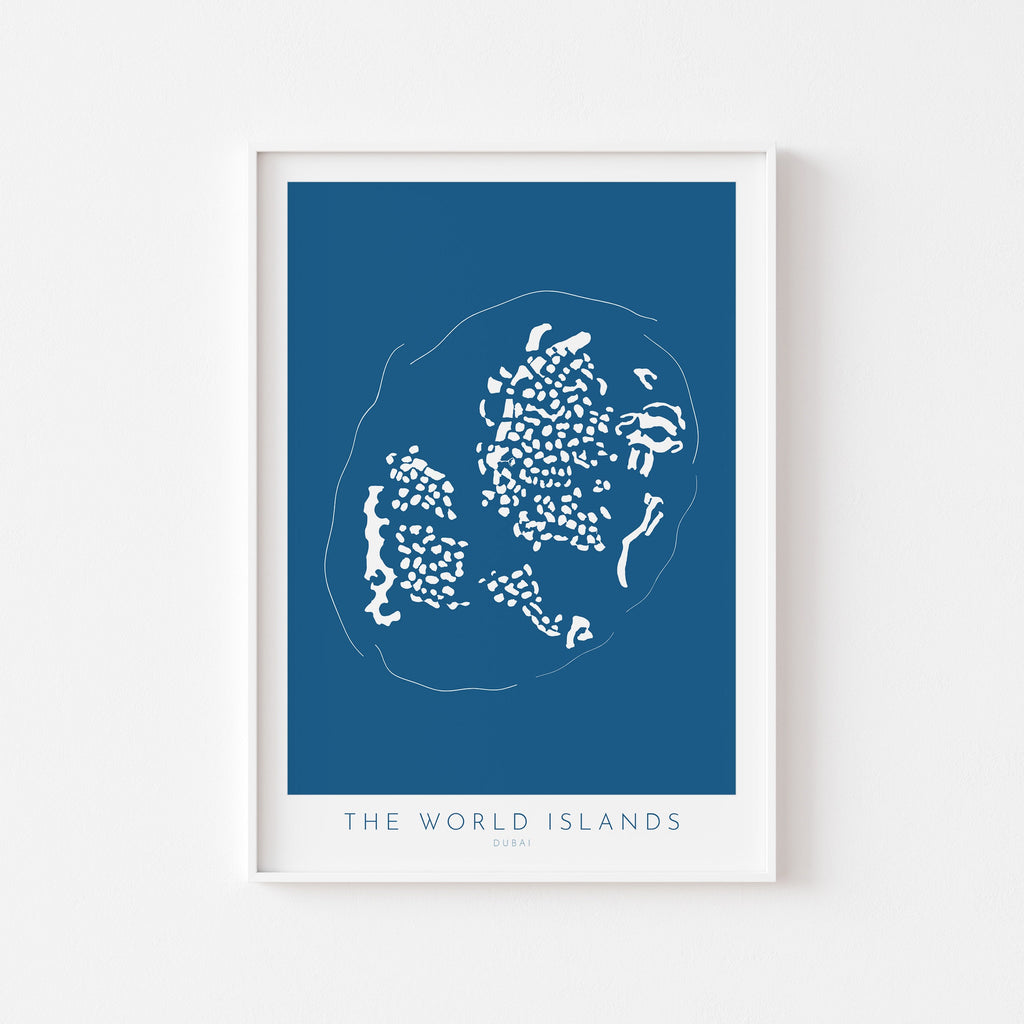 Dubai World Islands Map - Dubai Map, Dubai Art, The World Dubai, Dubai Poster, The World Islands, UAE, Travel Poster