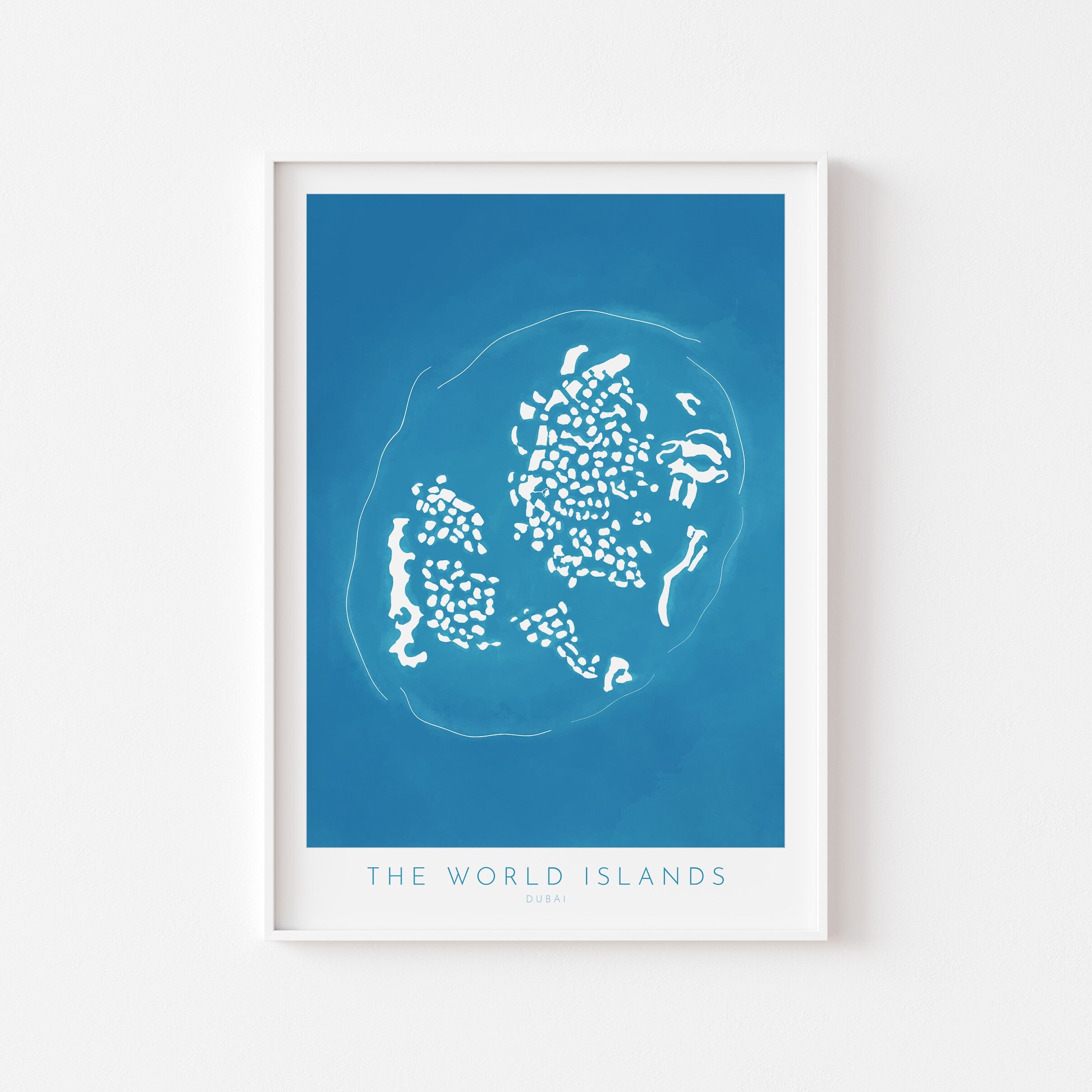 Dubai World Islands Map - Dubai Map, Dubai Art, The World Dubai, Dubai Poster, The World Islands, UAE, Travel Poster