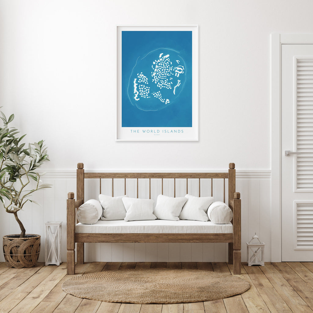 Dubai World Islands Map - Dubai Map, Dubai Art, The World Dubai, Dubai Poster, The World Islands, UAE, Travel Poster
