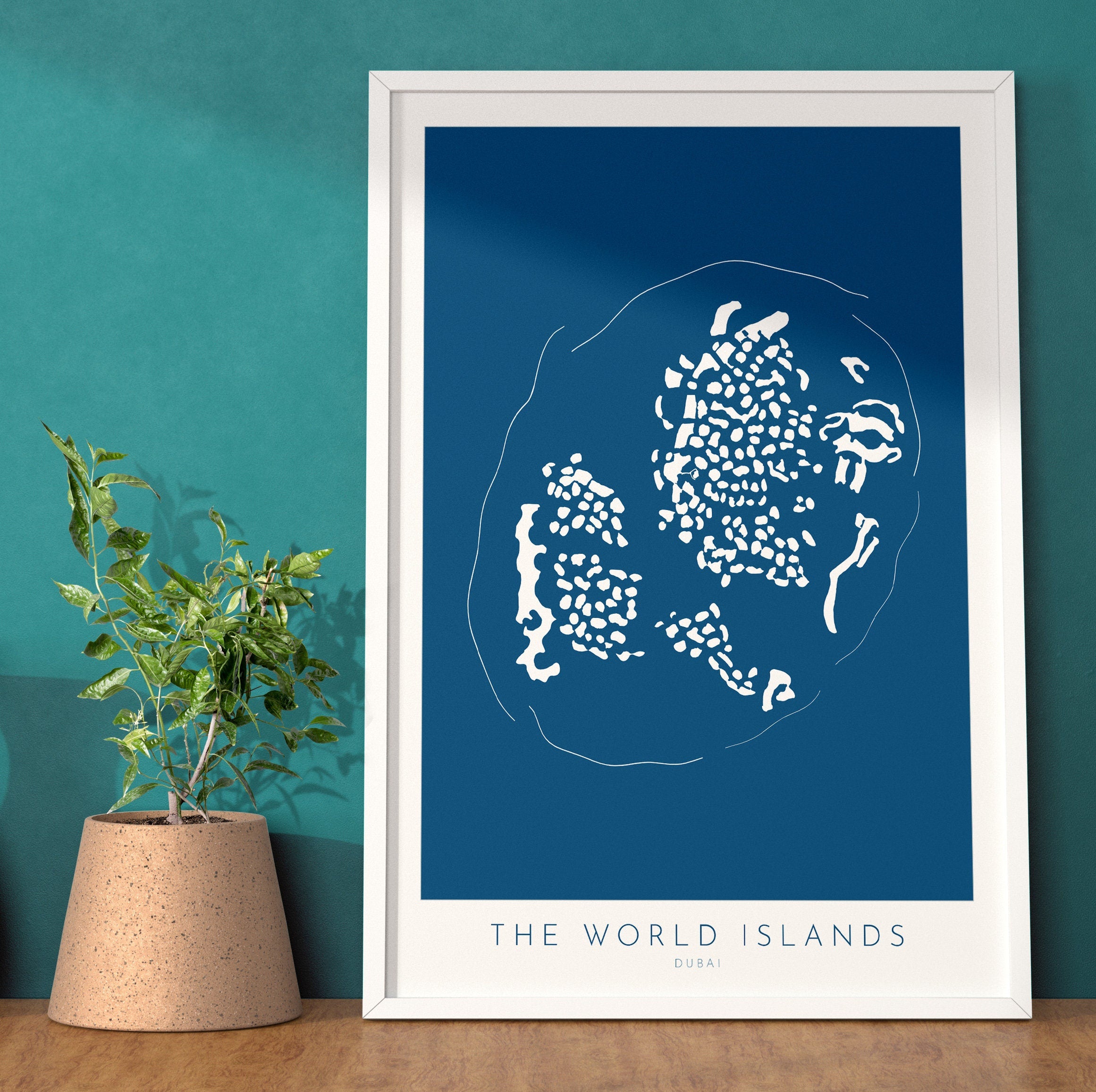 Dubai World Islands Map - Dubai Map, Dubai Art, The World Dubai, Dubai Poster, The World Islands, UAE, Travel Poster