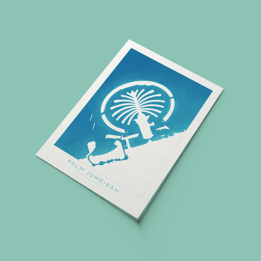 The Palm Dubai Art - Palm Jumeirah Map, Dubai Map, Dubai Art, Dubai Poster, UAE, United Arab Emirates, Travel Poster