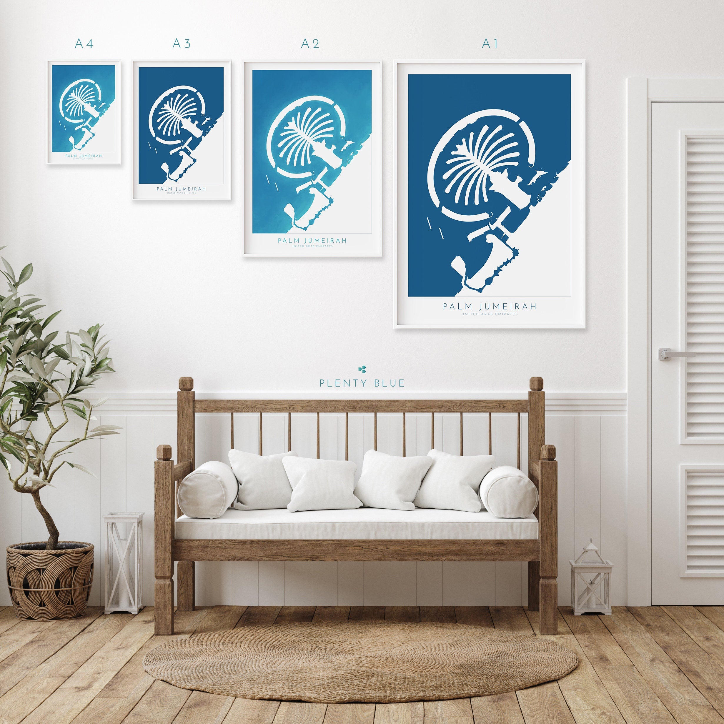 The Palm Dubai Art - Palm Jumeirah Map, Dubai Map, Dubai Art, Dubai Poster, UAE, United Arab Emirates, Travel Poster