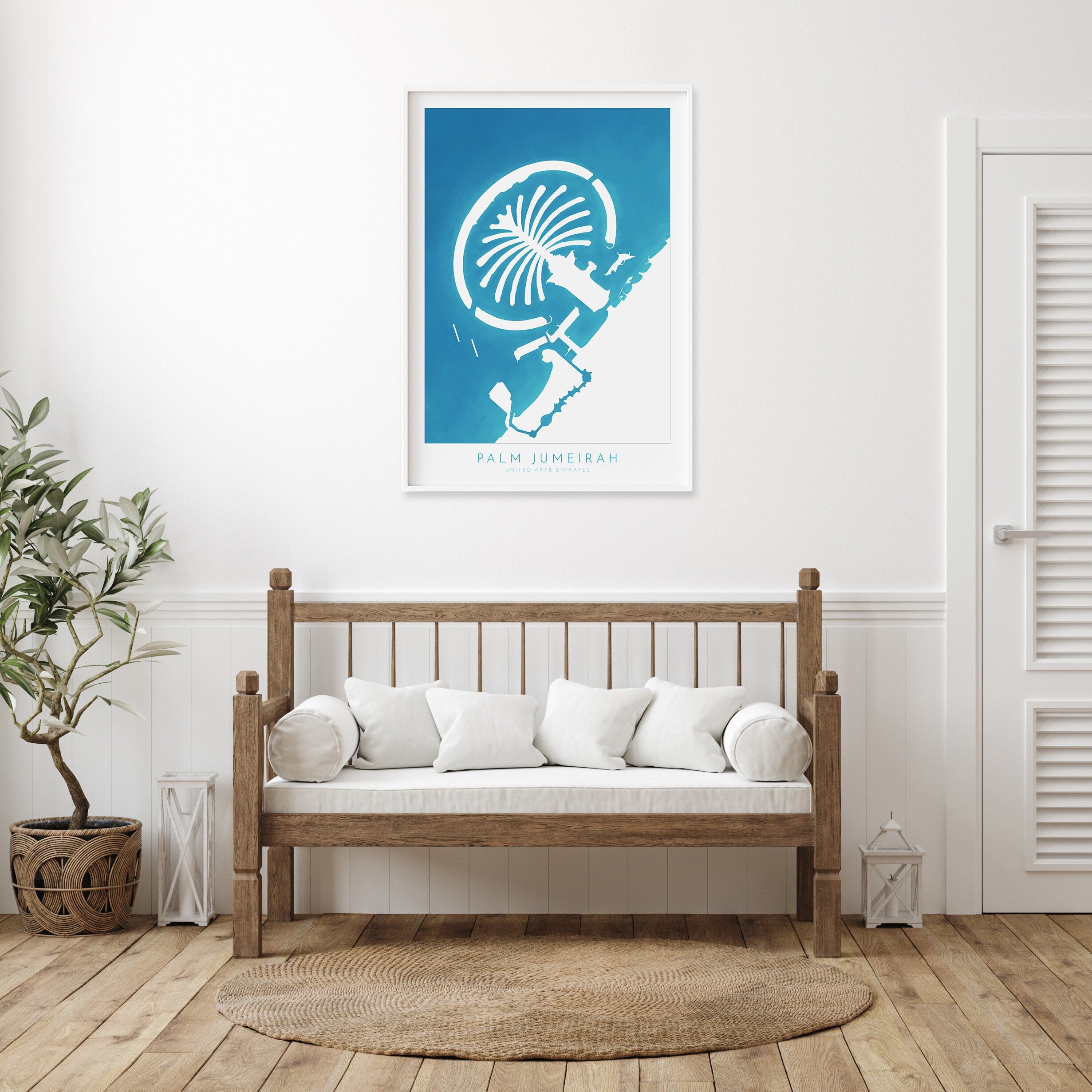 The Palm Dubai Art - Palm Jumeirah Map, Dubai Map, Dubai Art, Dubai Poster, UAE, United Arab Emirates, Travel Poster