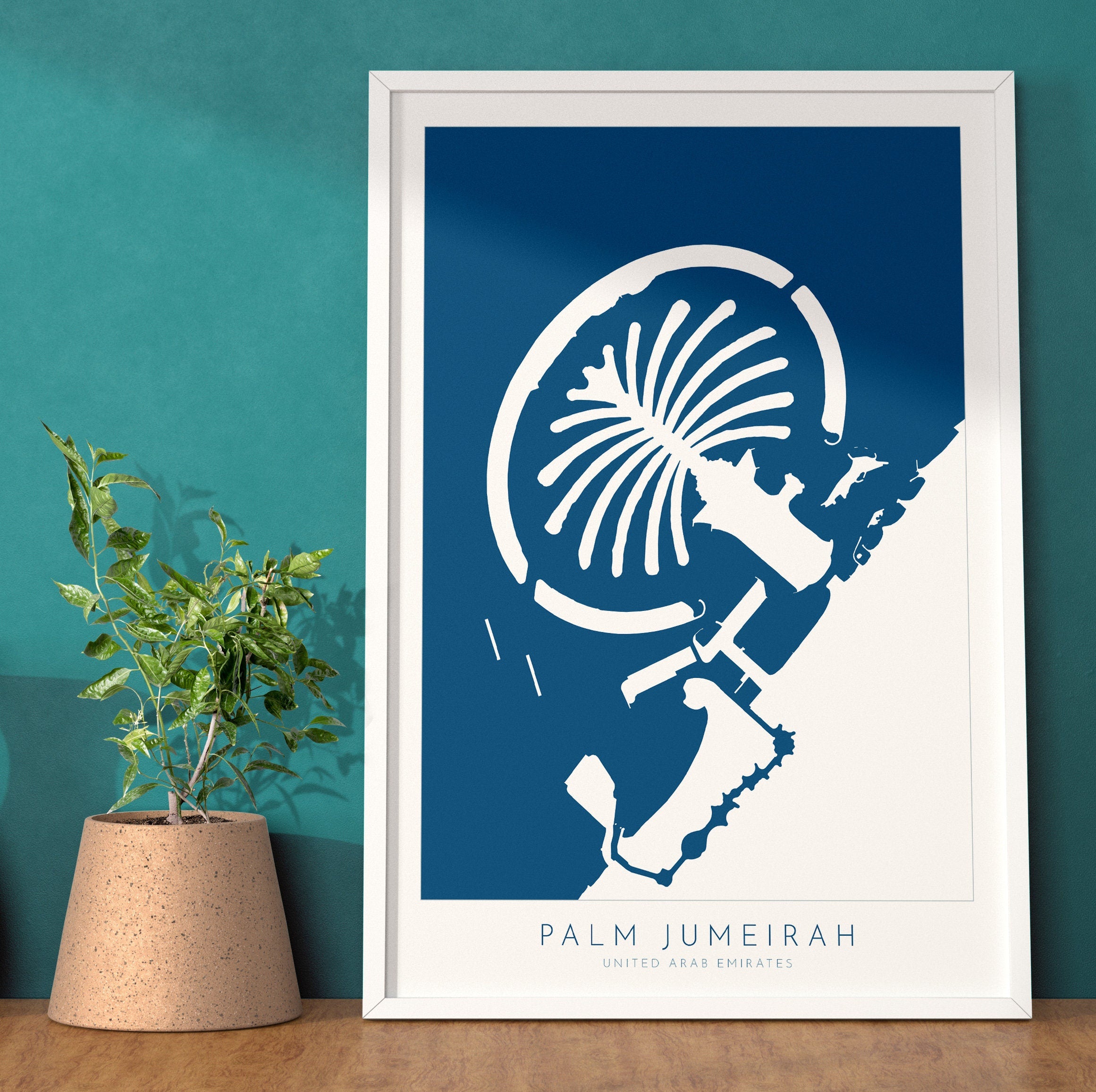 The Palm Dubai Art - Palm Jumeirah Map, Dubai Map, Dubai Art, Dubai Poster, UAE, United Arab Emirates, Travel Poster