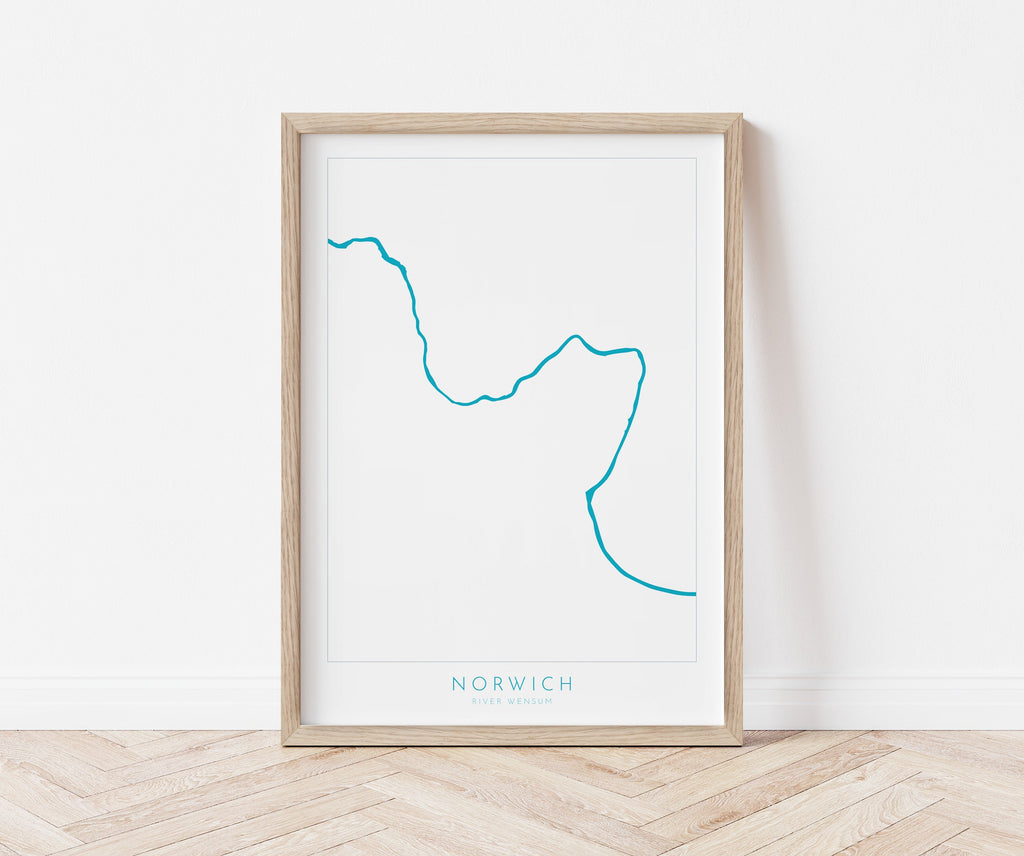 Norwich Map - Norwich Norfolk Art, Norwich UK, England Map art, Norfolk Map, River Wensum map Art, UK Cities, UK City Map