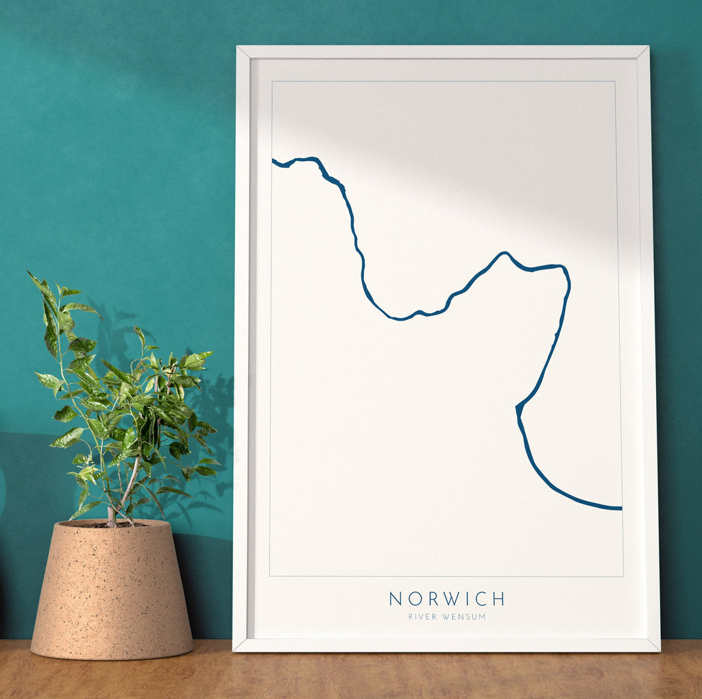 Norwich Map - Norwich Norfolk Art, Norwich UK, England Map art, Norfolk Map, River Wensum map Art, UK Cities, UK City Map