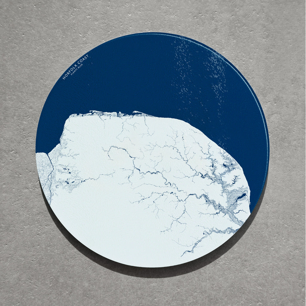 Norfolk Coast Chopping Board - Norfolk Map, Norfolk Gift, Blakeney Map, Great Yarmouth Art, Norwich Map, Well-next-the-sea Worktop Saver