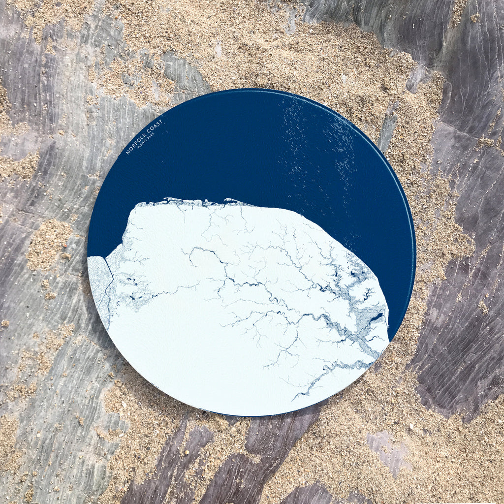 Norfolk Coast Chopping Board - Norfolk Map, Norfolk Gift, Blakeney Map, Great Yarmouth Art, Norwich Map, Well-next-the-sea Worktop Saver