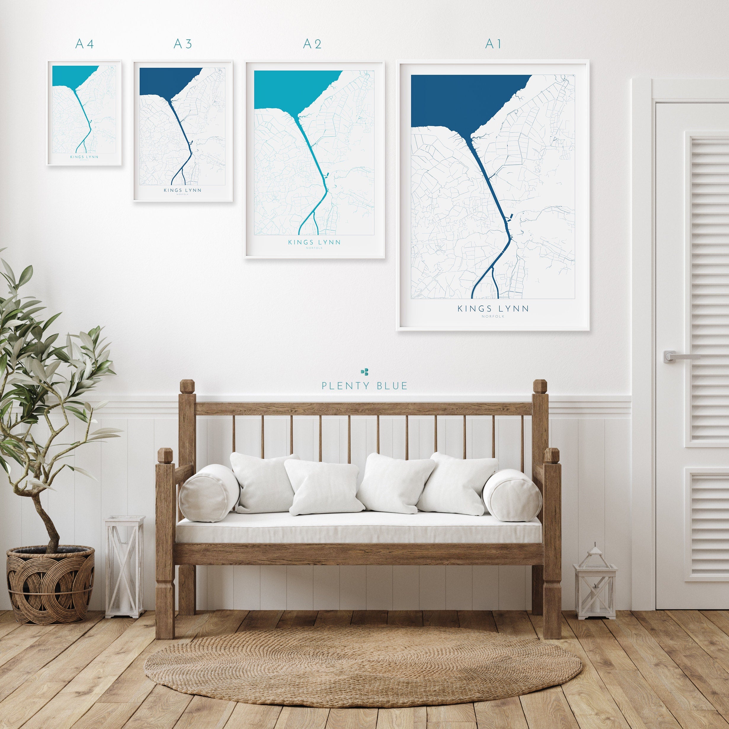 Kings Lynn Map Art - River Great Ouse Map, Norfolk Map, Kings Lynn Poster, Kings Lynn Travel Print, Norfolk Art