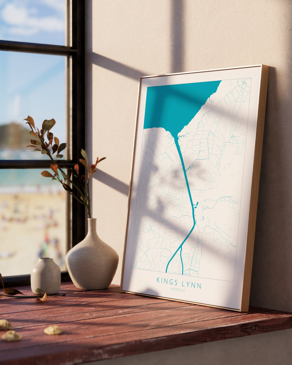 Kings Lynn Map Art - River Great Ouse Map, Norfolk Map, Kings Lynn Poster, Kings Lynn Travel Print, Norfolk Art