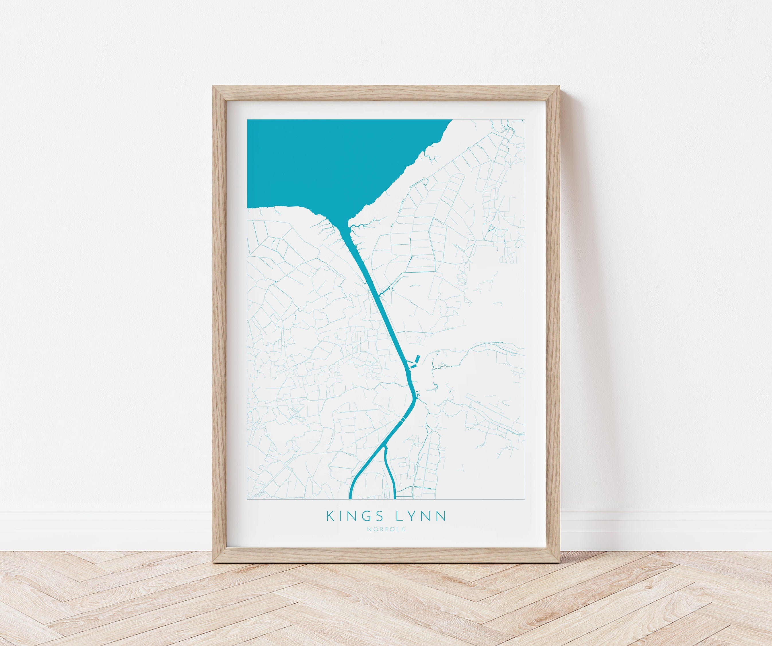 Kings Lynn Map Art - River Great Ouse Map, Norfolk Map, Kings Lynn Poster, Kings Lynn Travel Print, Norfolk Art