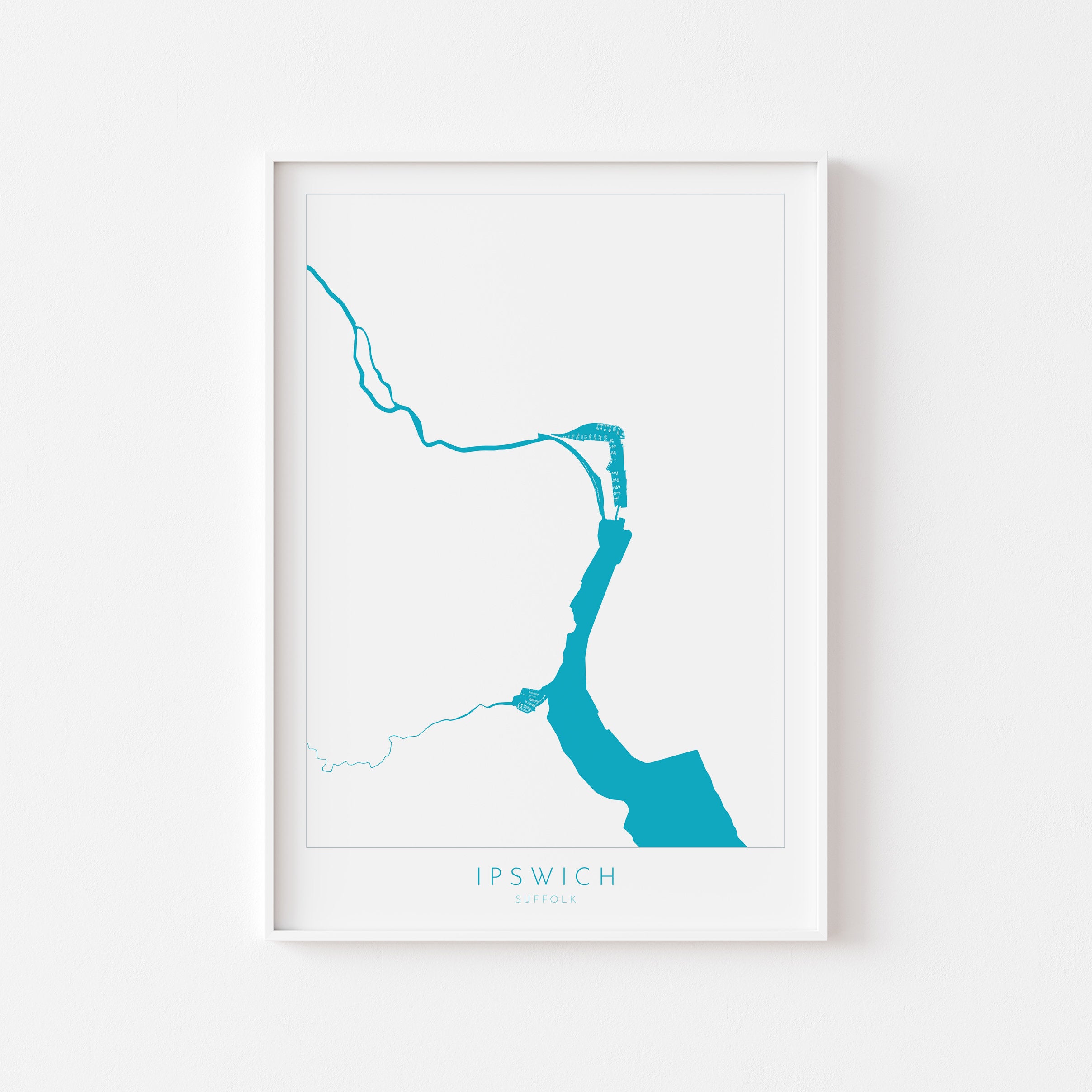 Ipswich Map - Ipswich Suffolk Art, Suffolk Map, Ipswich UK, UK Cities Map, River Orwell Map, Suffolk Art, Nautical Art, Neptune Marina