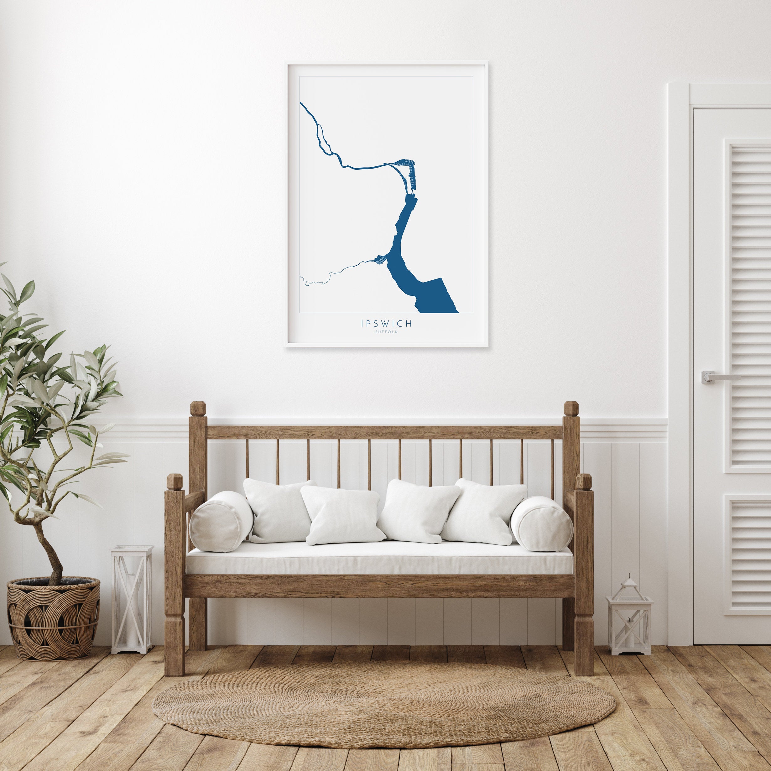 Ipswich Map - Ipswich Suffolk Art, Suffolk Map, Ipswich UK, UK Cities Map, River Orwell Map, Suffolk Art, Nautical Art, Neptune Marina