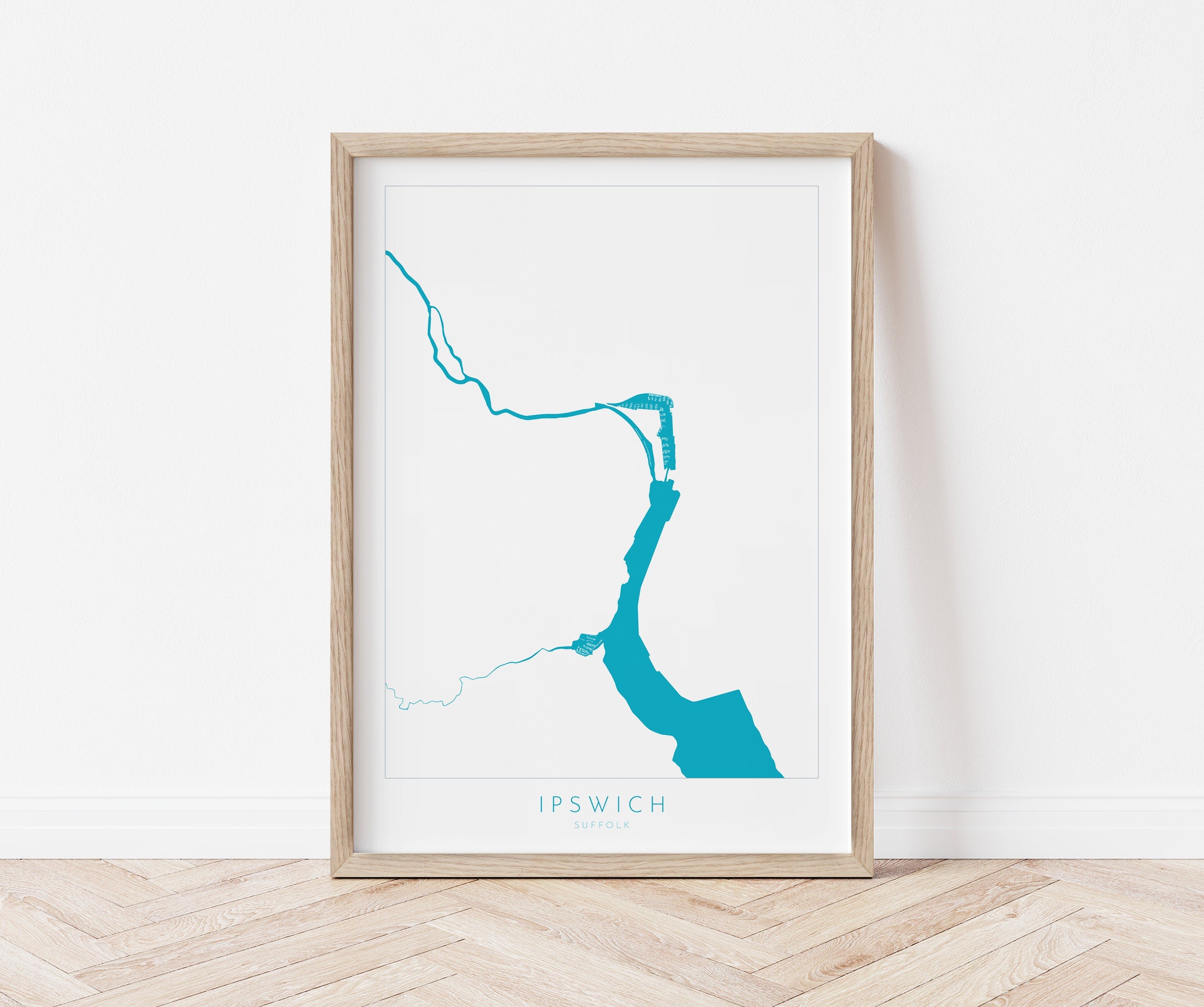 Ipswich Map - Ipswich Suffolk Art, Suffolk Map, Ipswich UK, UK Cities Map, River Orwell Map, Suffolk Art, Nautical Art, Neptune Marina