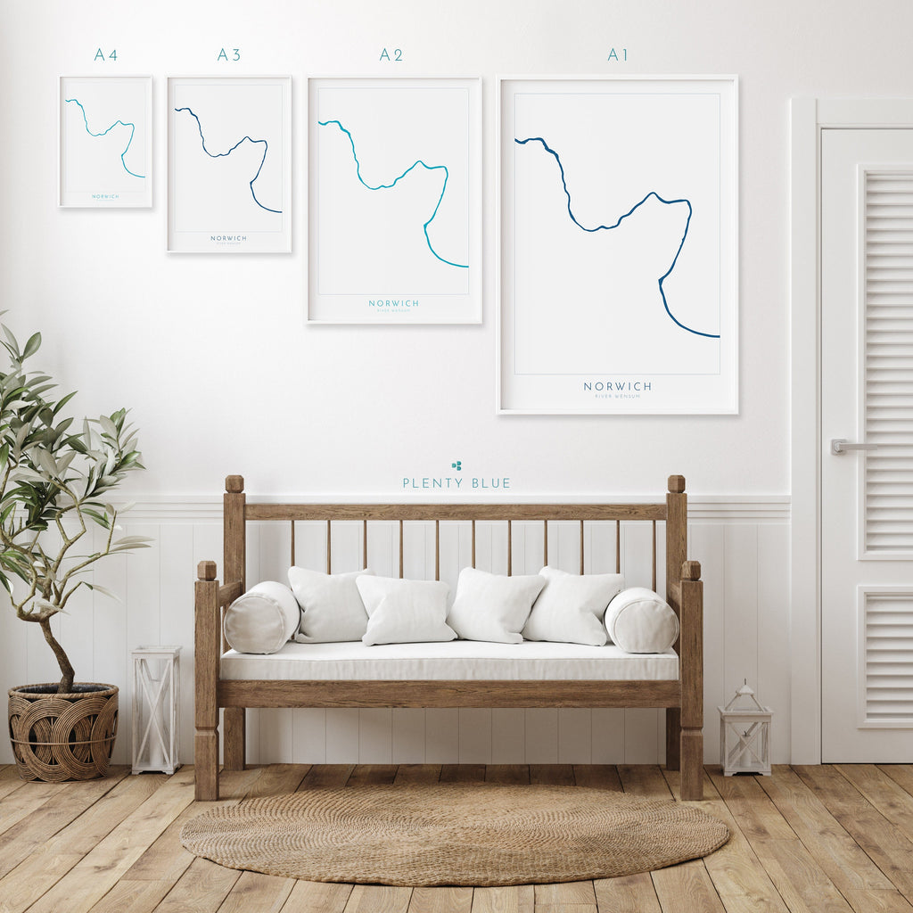 Norwich Map - Norwich Norfolk Art, Norwich UK, England Map art, Norfolk Map, River Wensum map Art, UK Cities, UK City Map